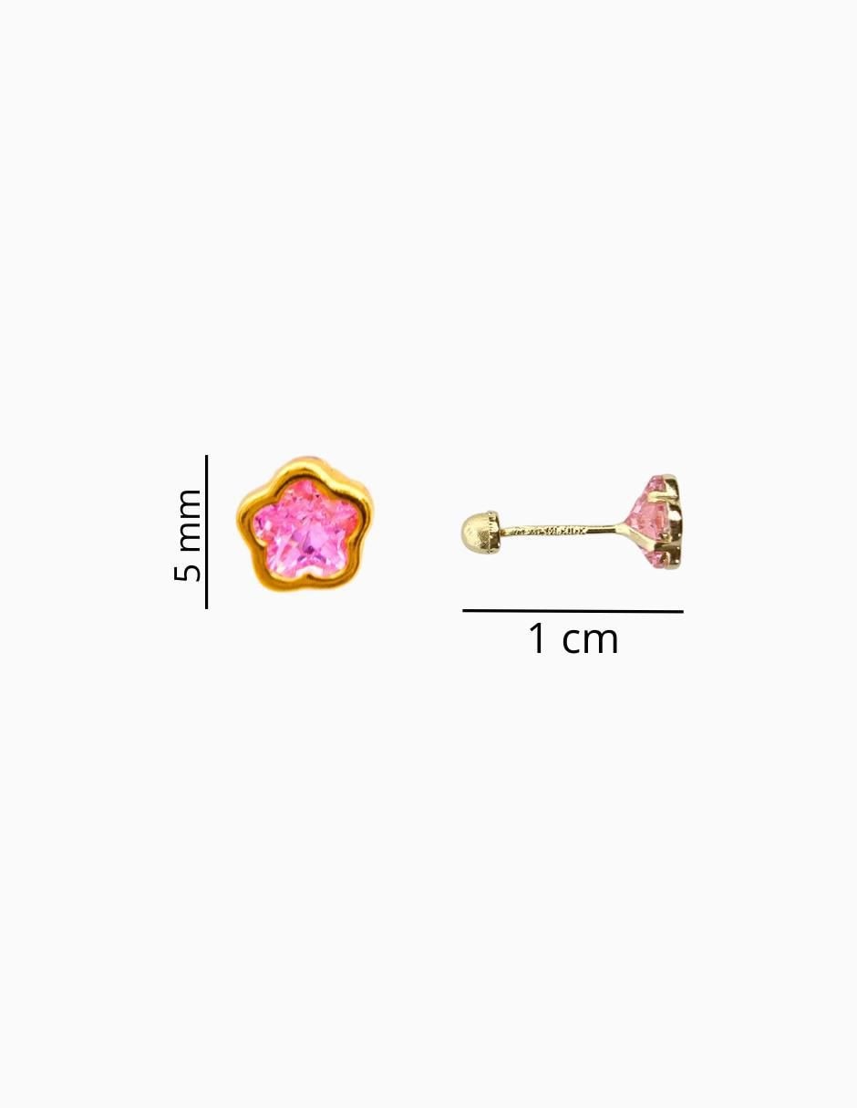 Broqueles de flor de oro 10 k con acabado pavé 5