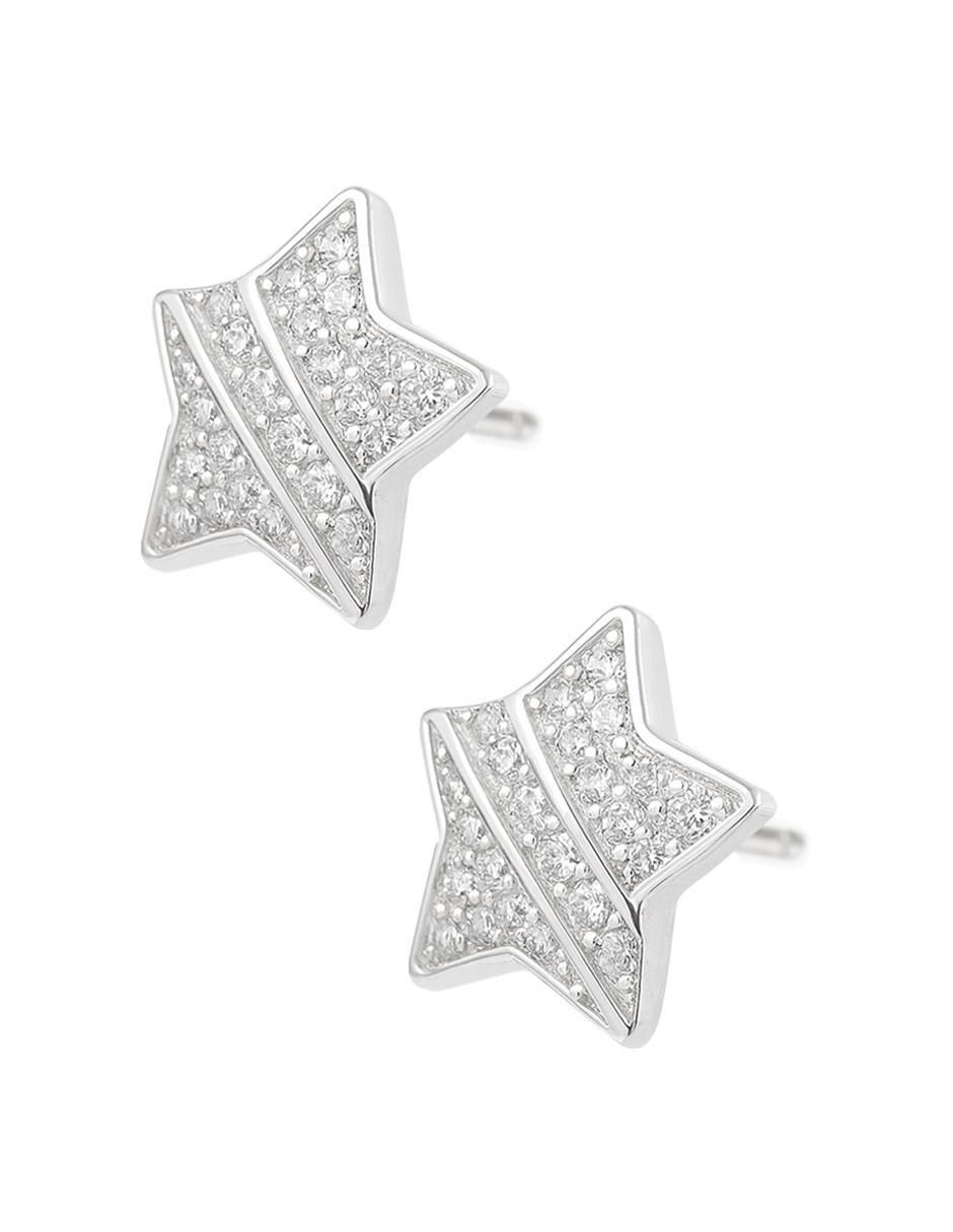 Aretes de estrella de plata P 925 con acabado pulido zirconia 3