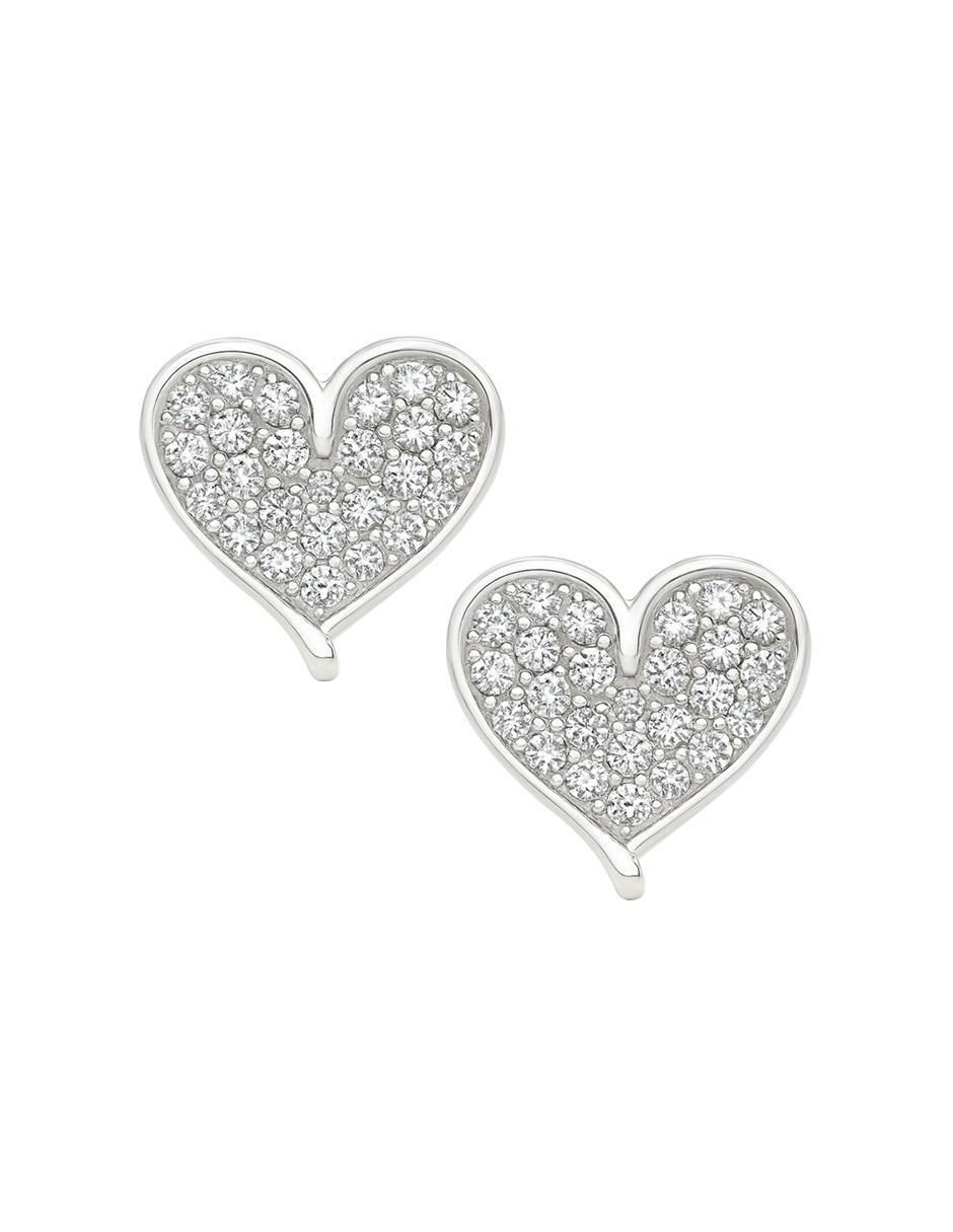 Aretes de corazón de plata P 925 con acabado pulido zirconia Aretes de corazón de plata P 925 con acabado pulido zirconia