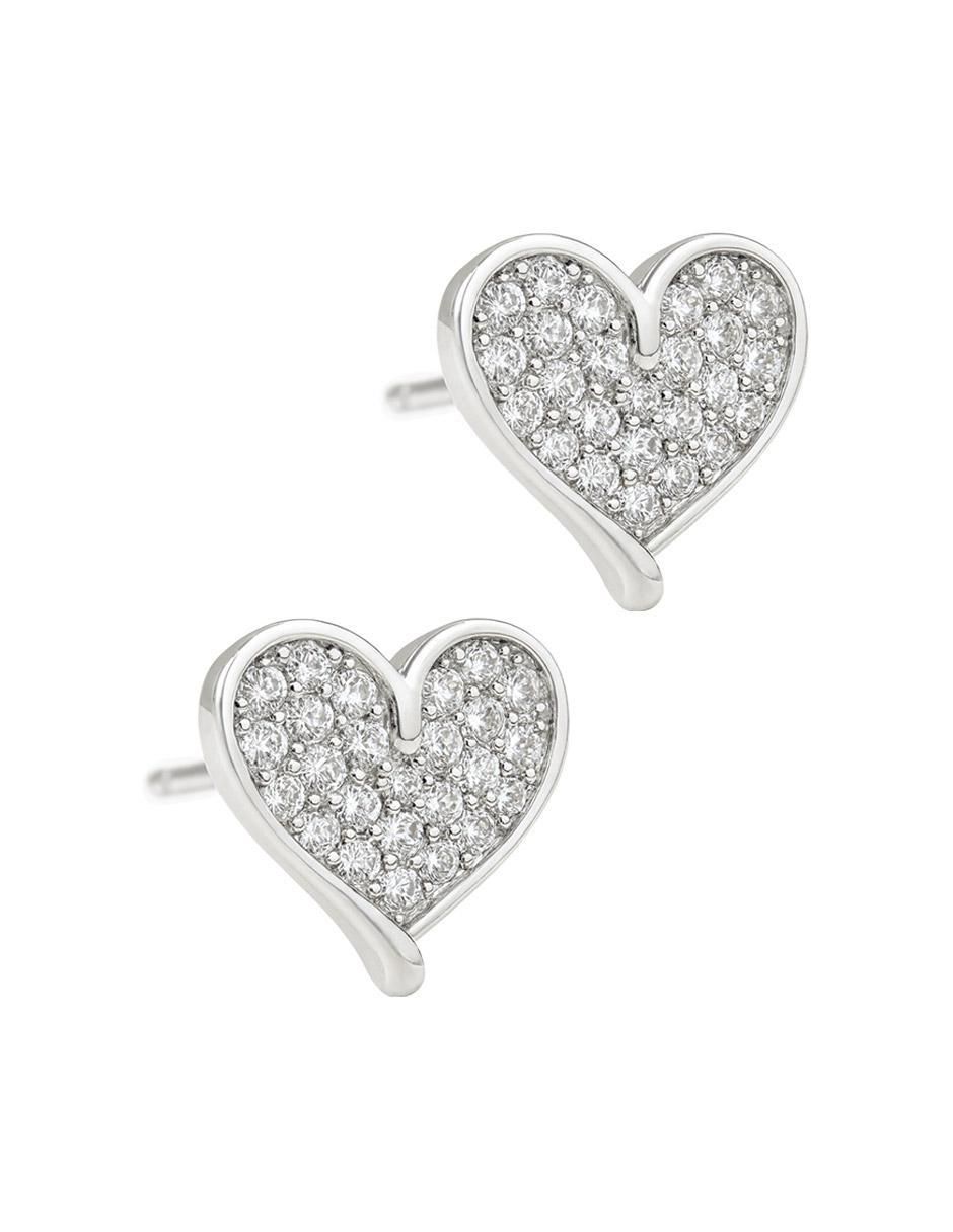 Aretes de corazón de plata P 925 con acabado pulido zirconia 2