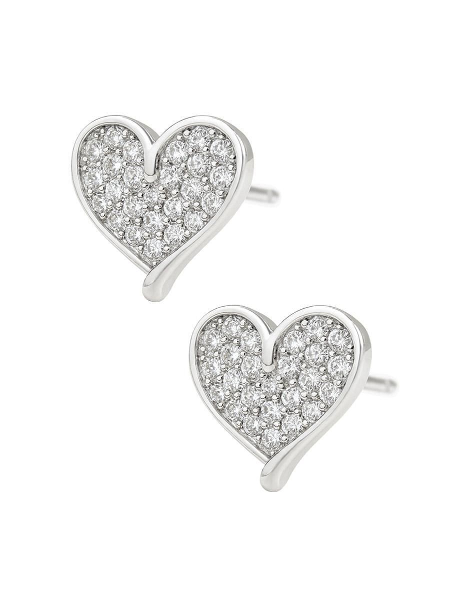 Aretes de corazón de plata P 925 con acabado pulido zirconia 3