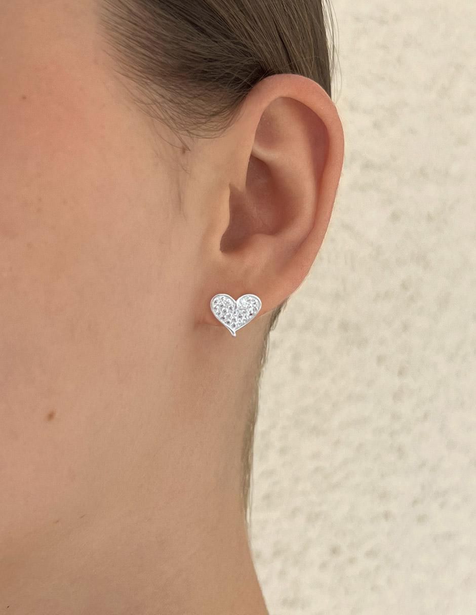 Aretes de corazón de plata P 925 con acabado pulido zirconia 5