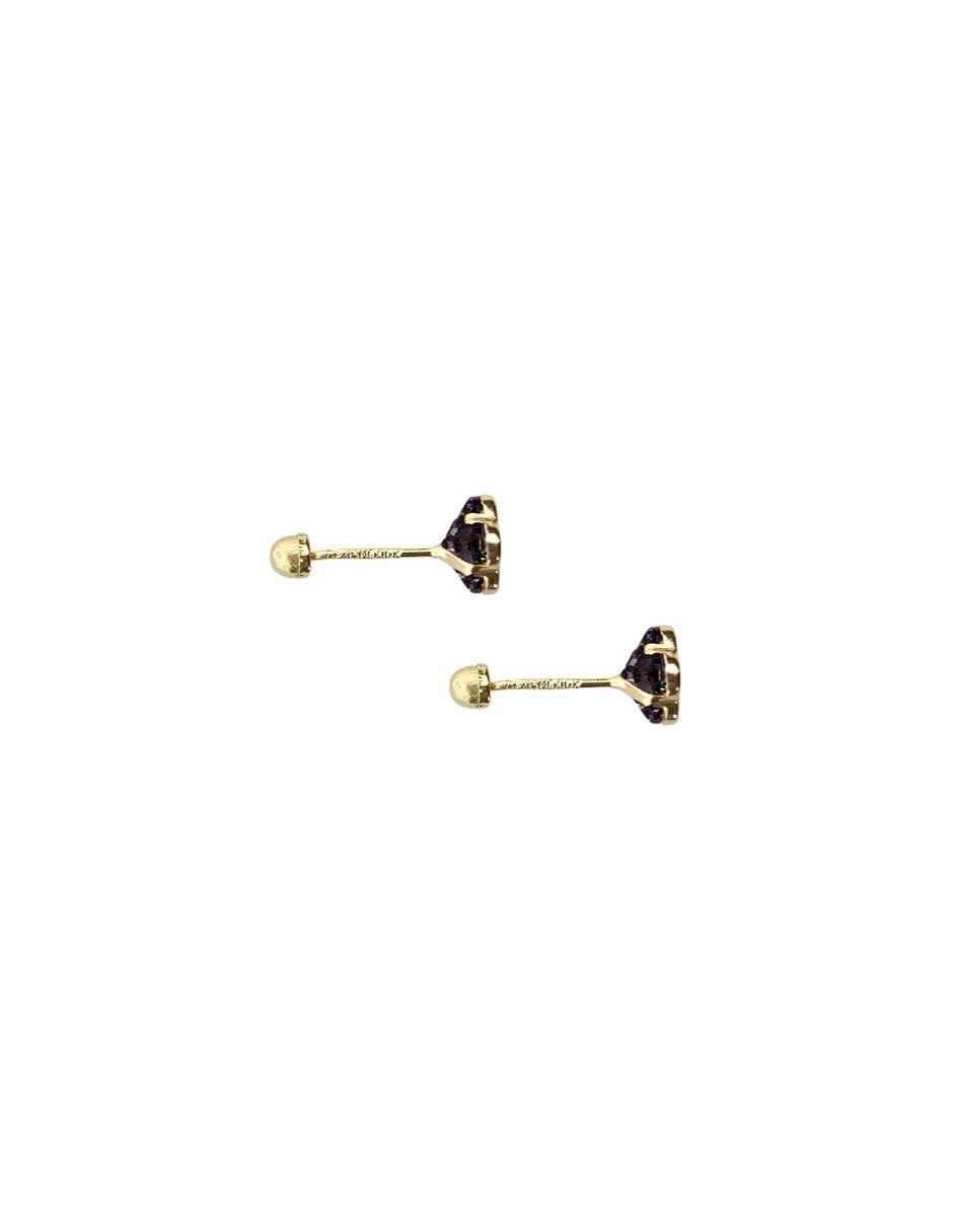 Broqueles de flor de oro 10 k con acabado pavé zirconia 3