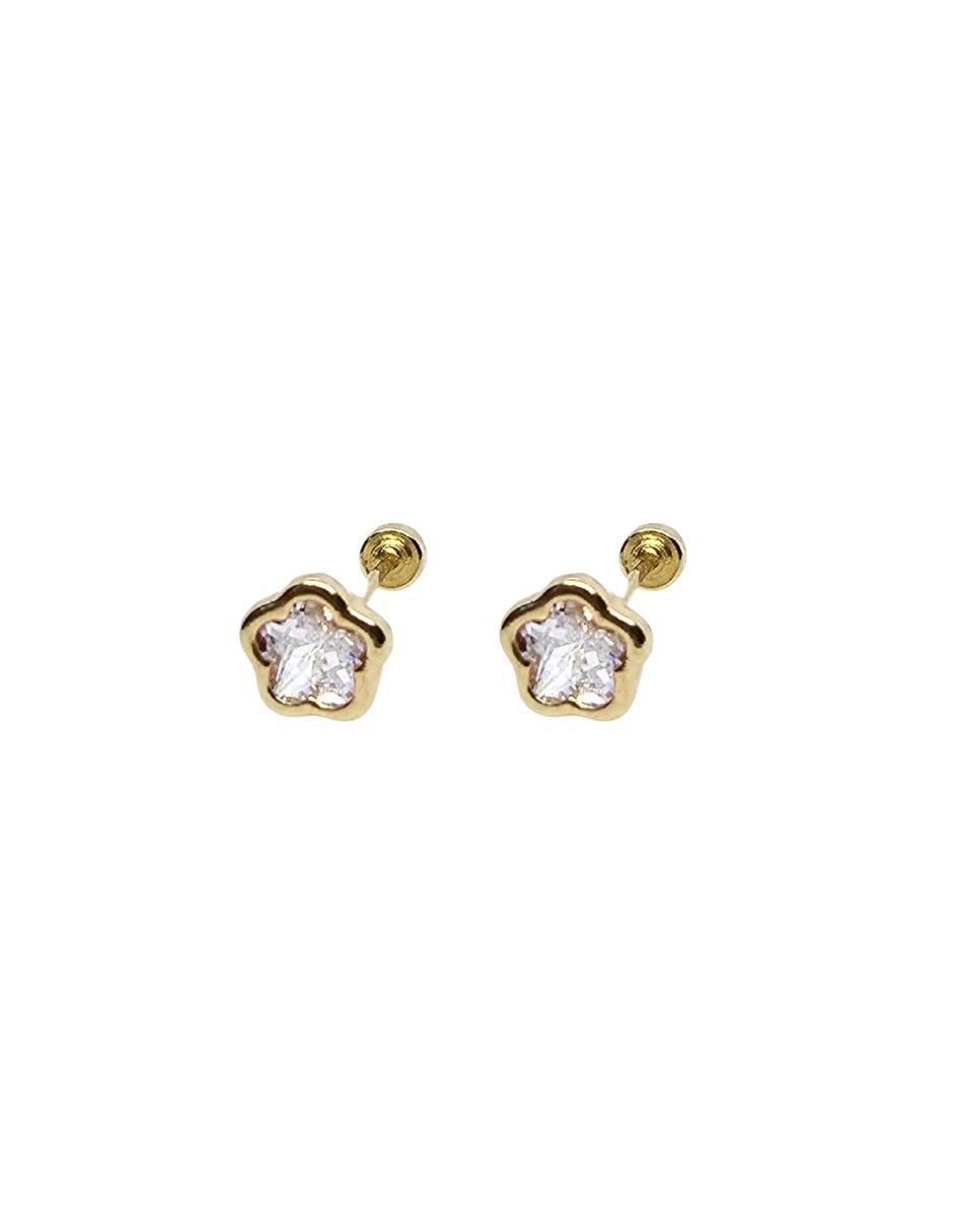 Broqueles de flor de oro 10 k con acabado pavé zirconia 2