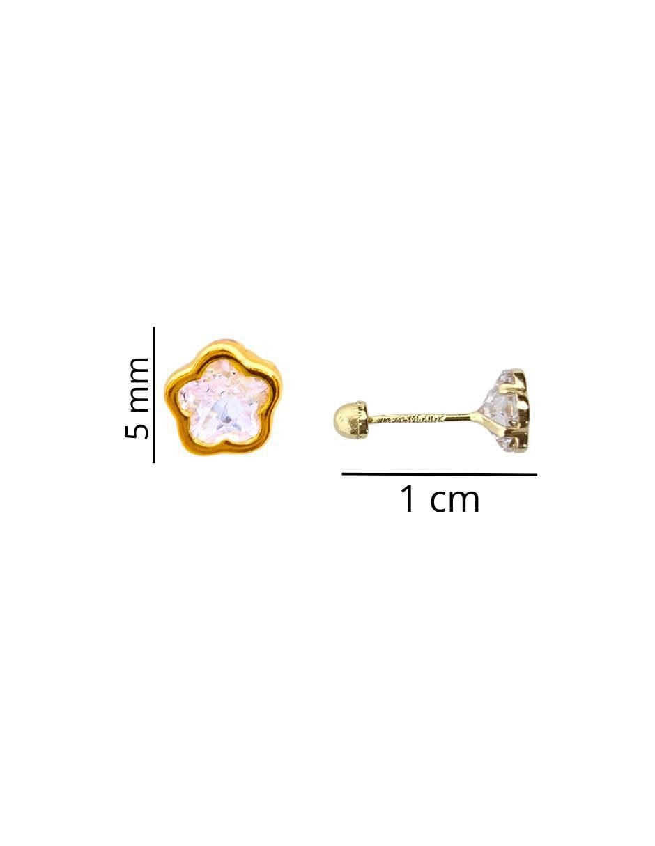 Broqueles de flor de oro 10 k con acabado pavé zirconia 5
