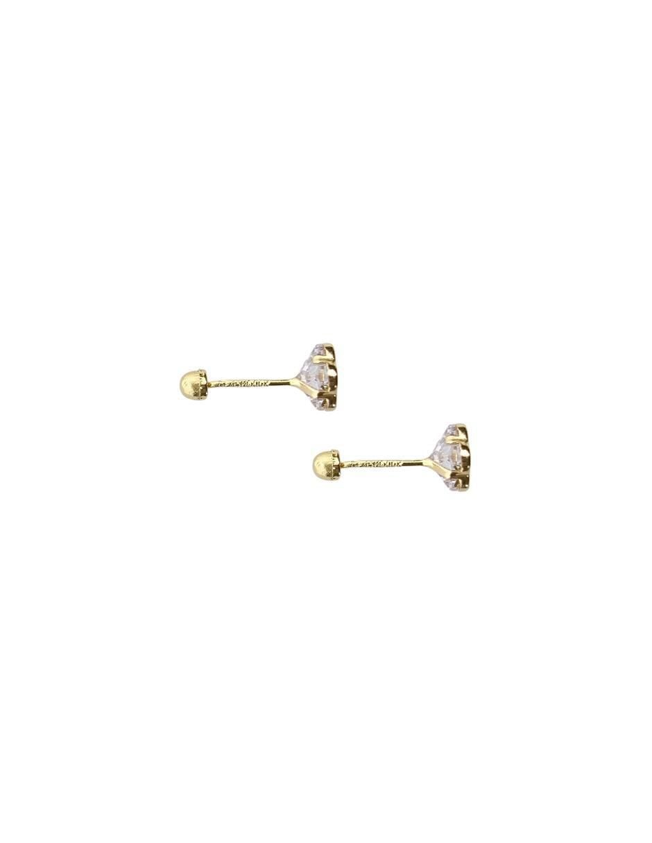 Broqueles de flor de oro 10 k con acabado pavé zirconia 4