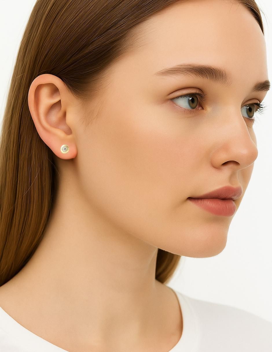 Broqueles de barril de oro 14 K con acabado brillante diamante 5