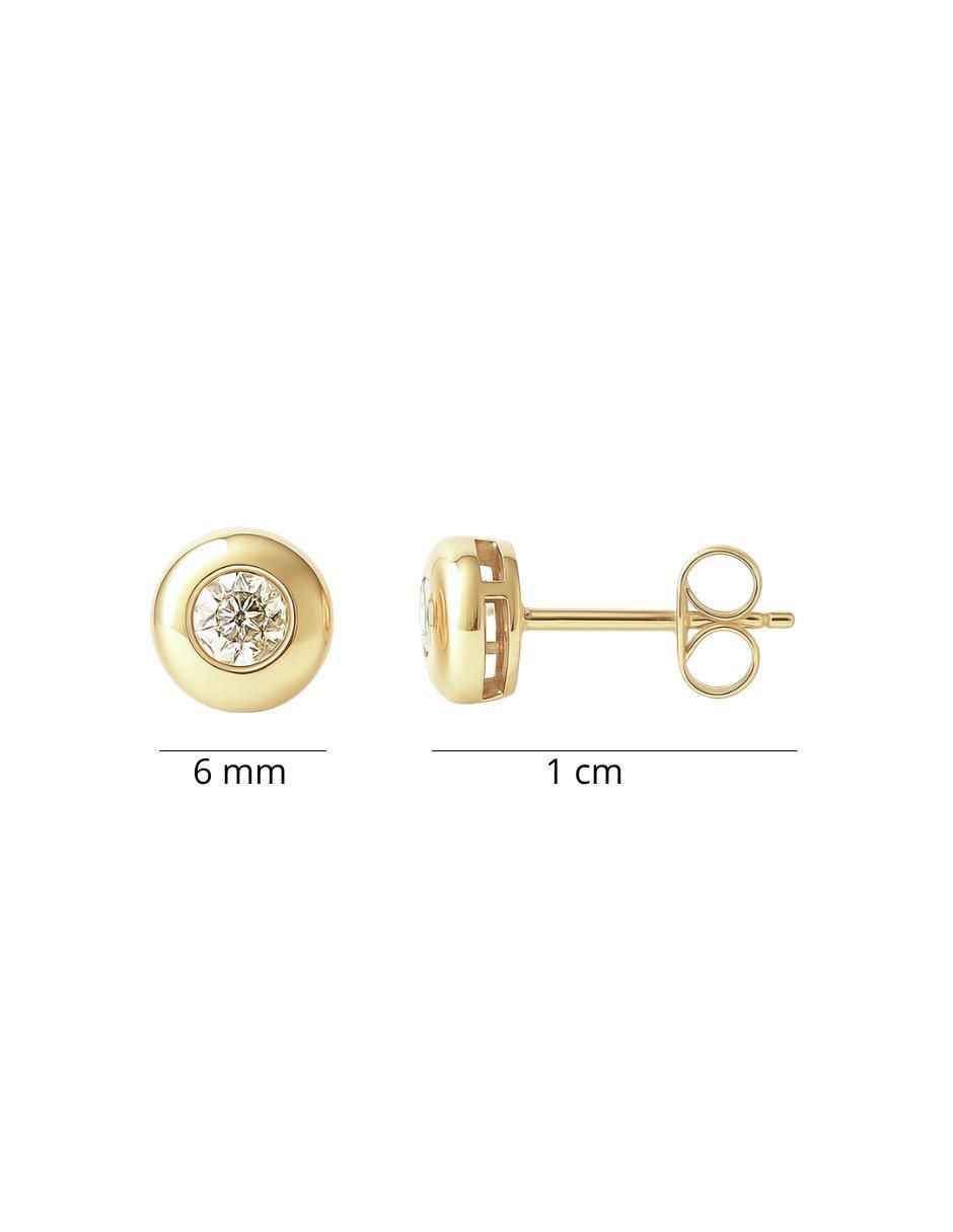 Broqueles de barril de oro 14 K con acabado brillante diamante 6