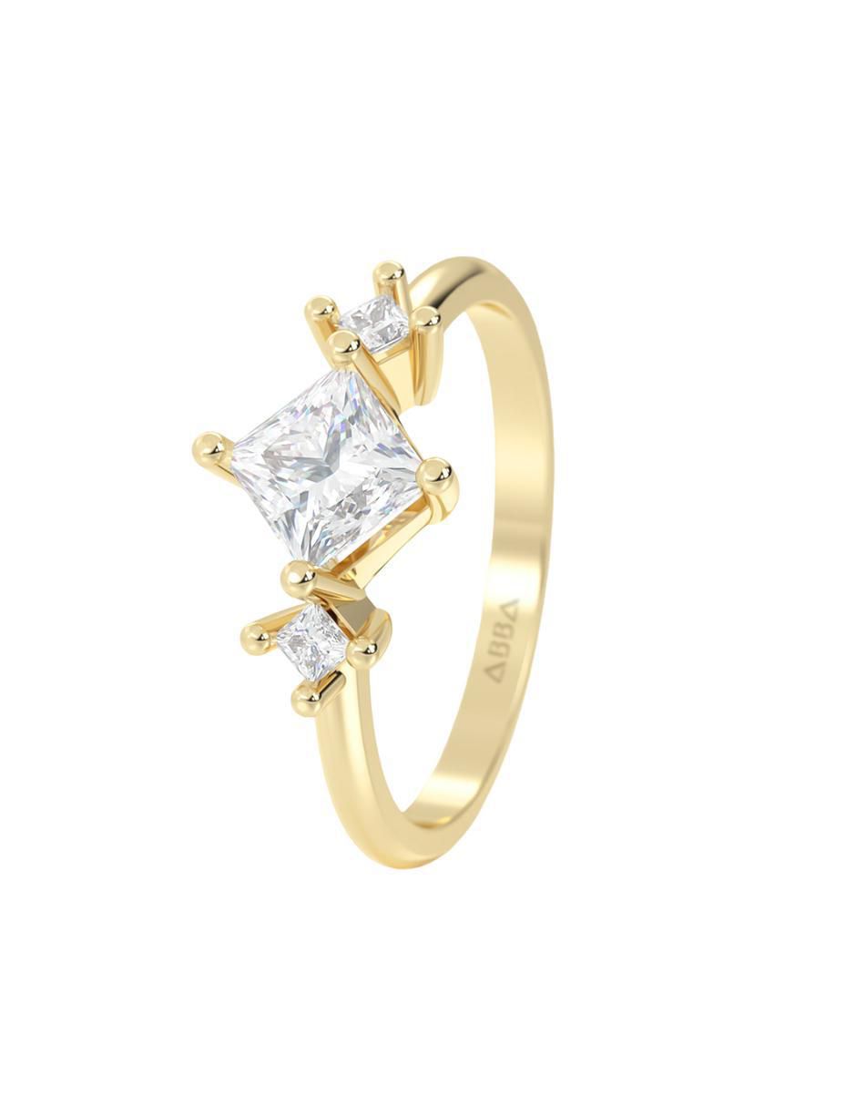 Anillo de compromiso "de" oro 10 k abba joyas sin familia zirconia