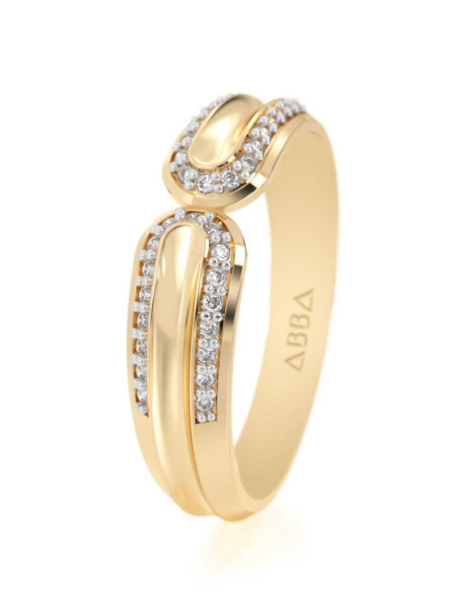 Argolla "de" oro 14 k abba joyas sin familia zirconia