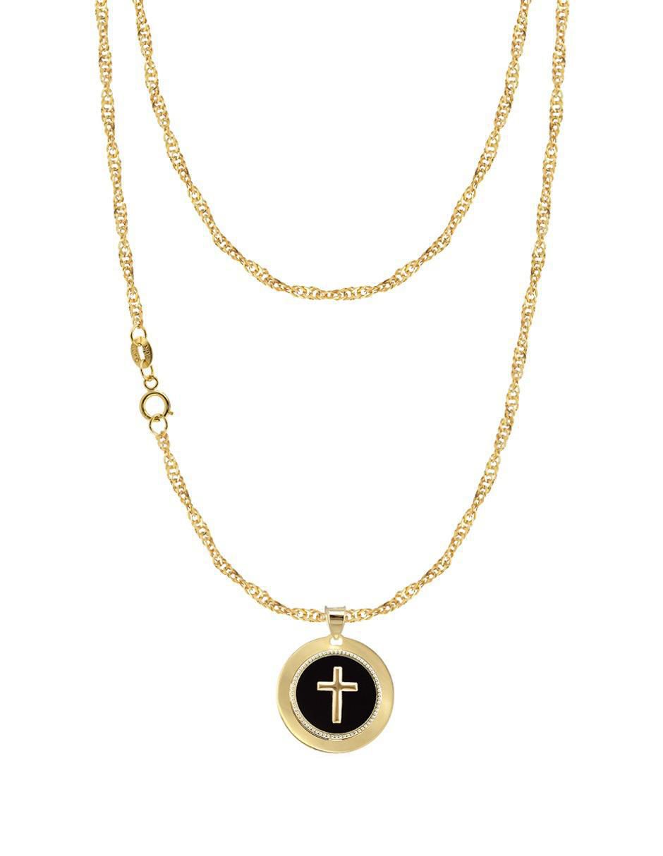 Collar con dije de cruz de oro 10 K