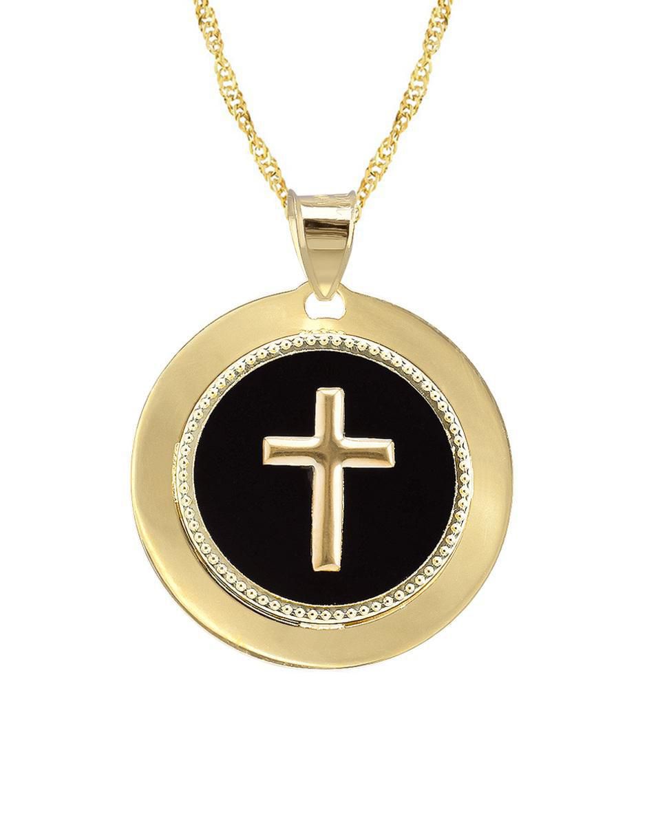 Collar con dije de cruz de oro 10 K 2