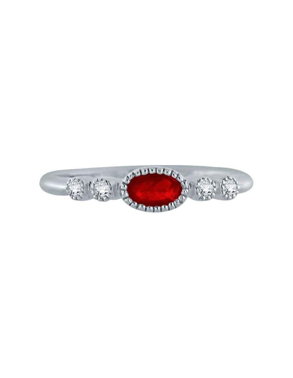 Anillo Addel 14 k de oro rubí y diamante brillante