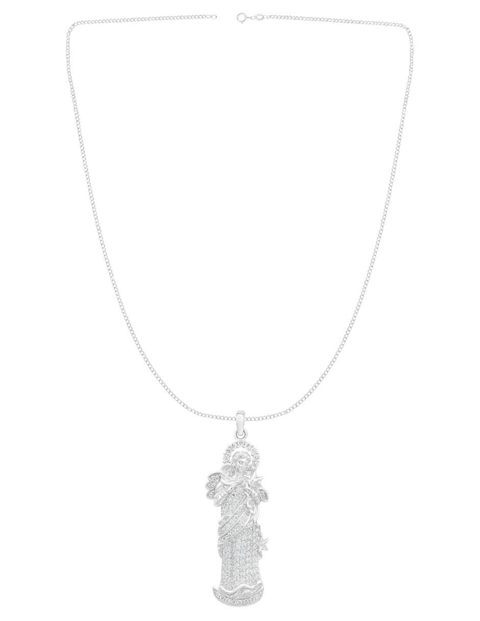 Collar con dije de virgen de plata P 925 3