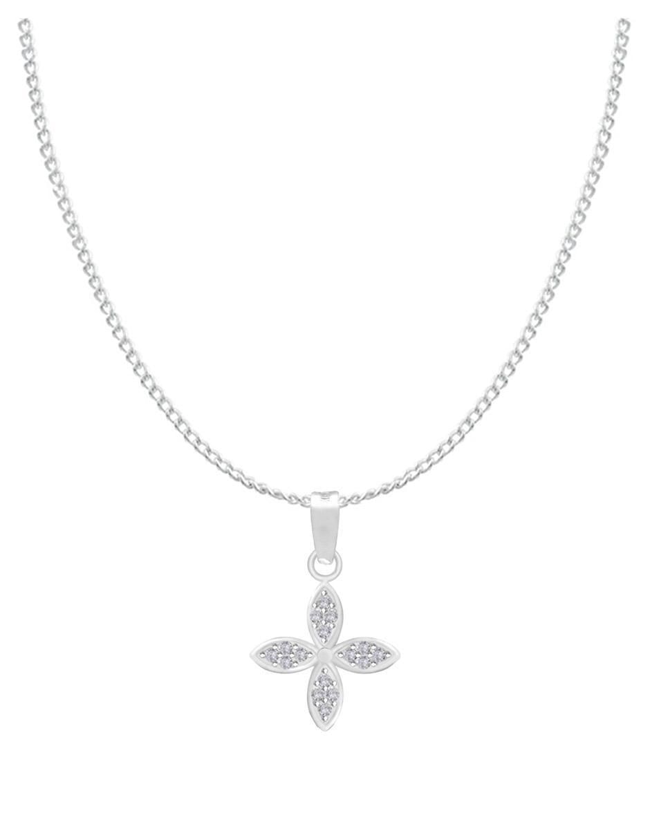 Collar con dije de flor de plata P 925