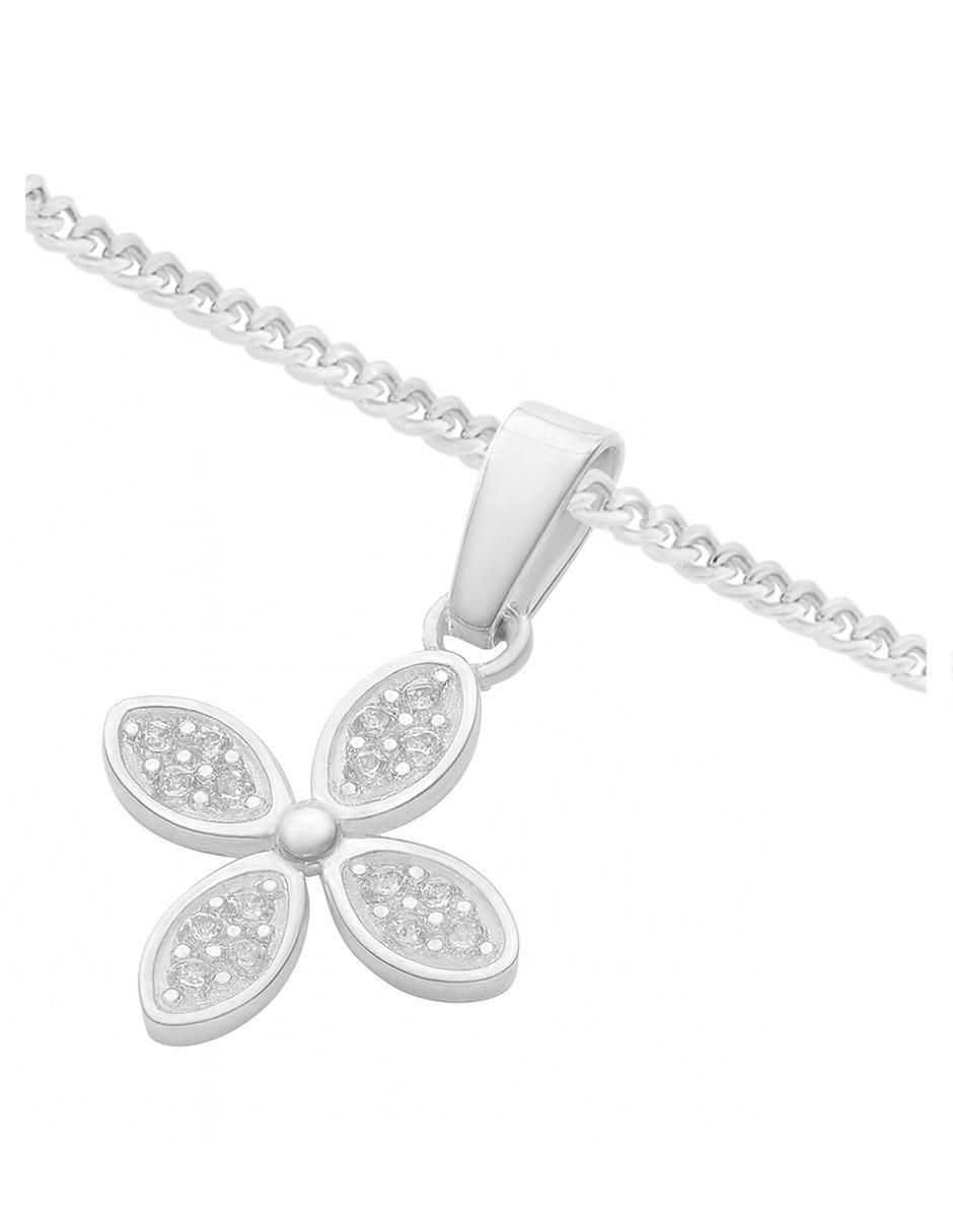 Collar con dije de flor de plata P 925 3