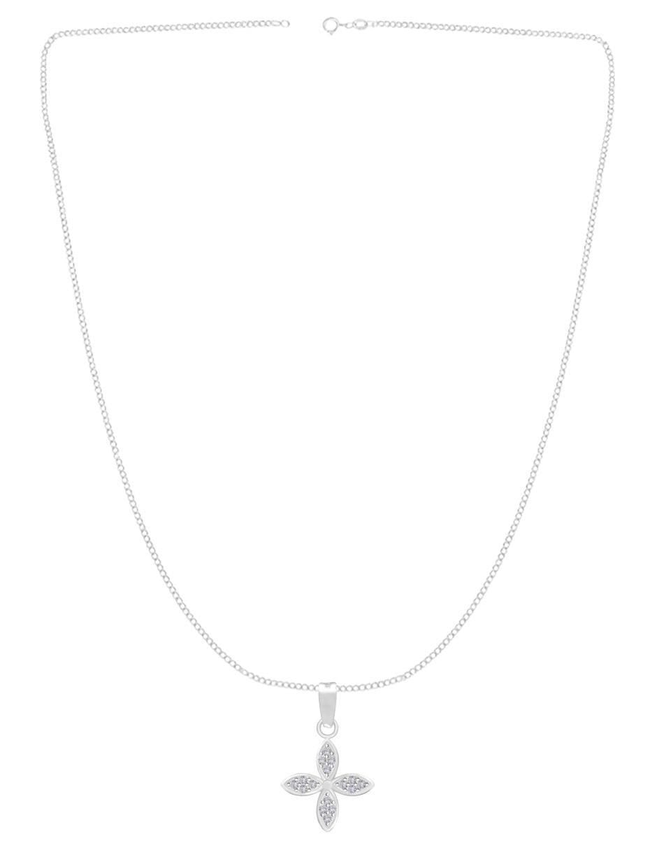 Collar con dije de flor de plata P 925 4