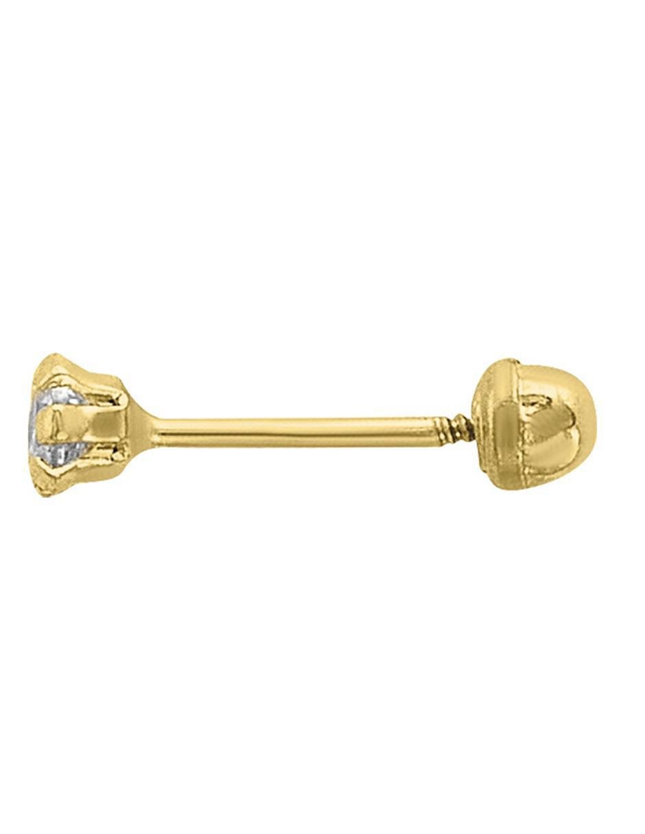 Broquel redondo de oro 10 K con acabado brillante zirconia 3