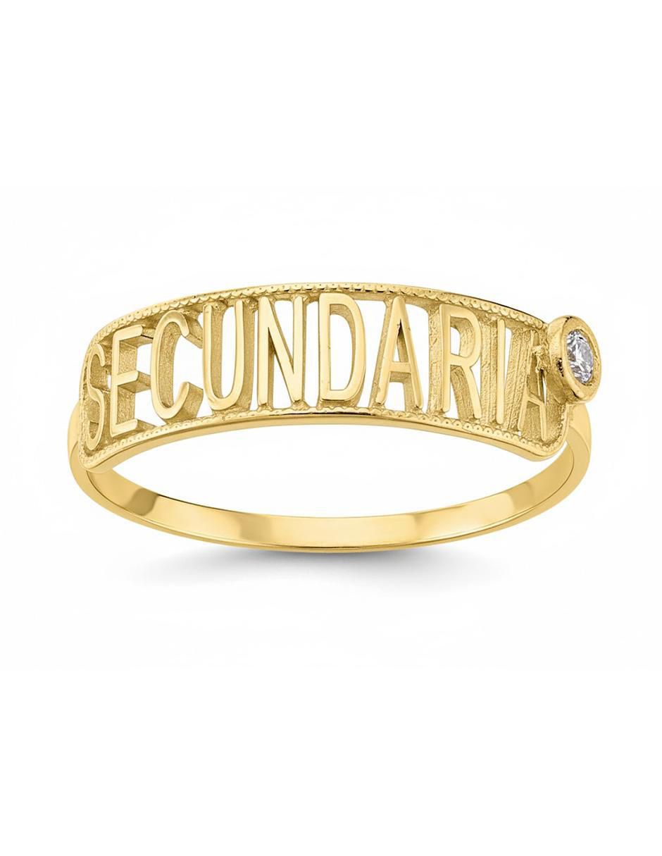 Anillo circular 10 k de oro zirconia pulido
