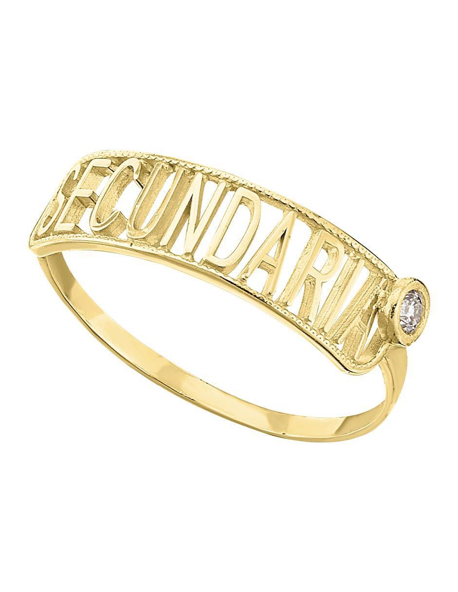 Anillo circular 10 k de oro zirconia pulido 4