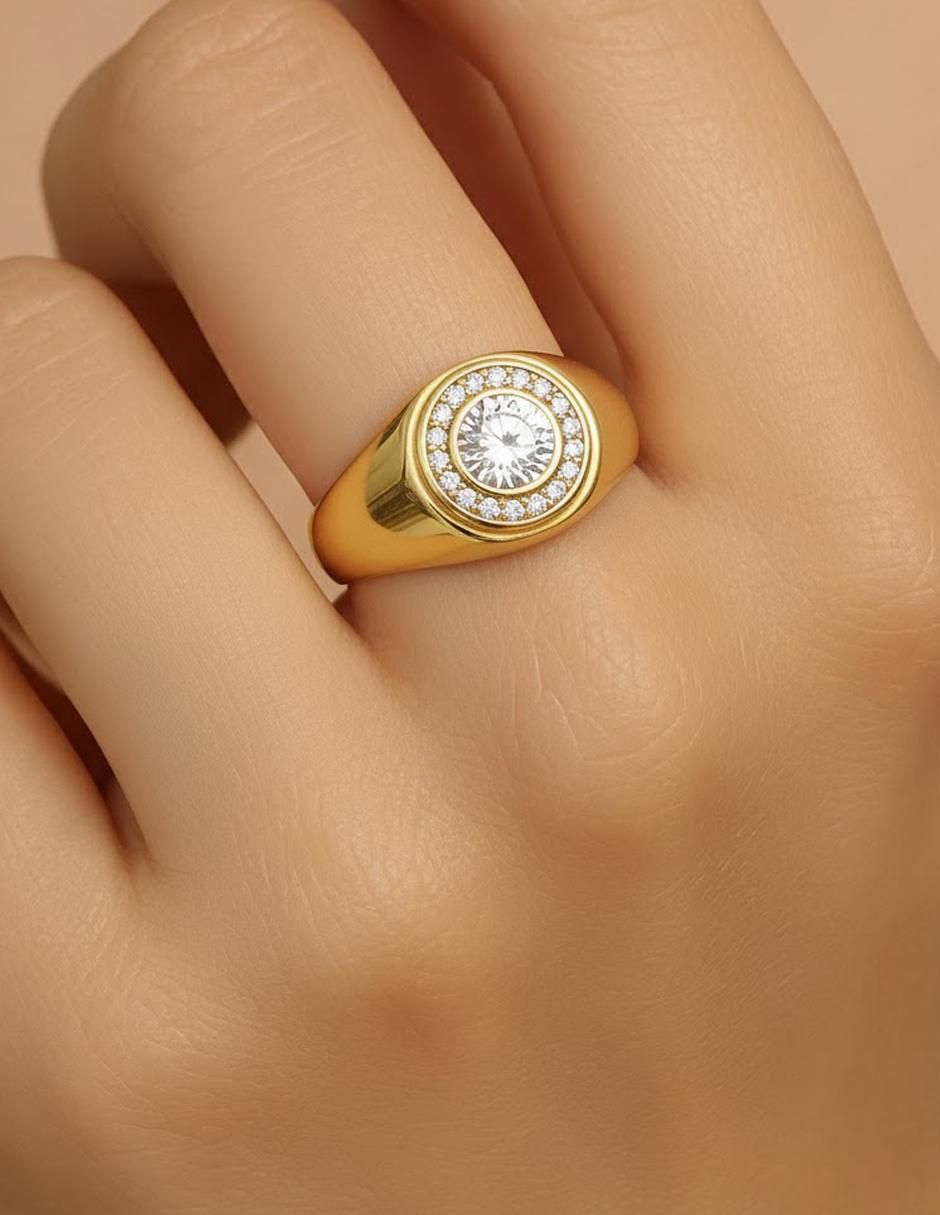 Anillo de rombo 10 k de oro zirconia brillante 5