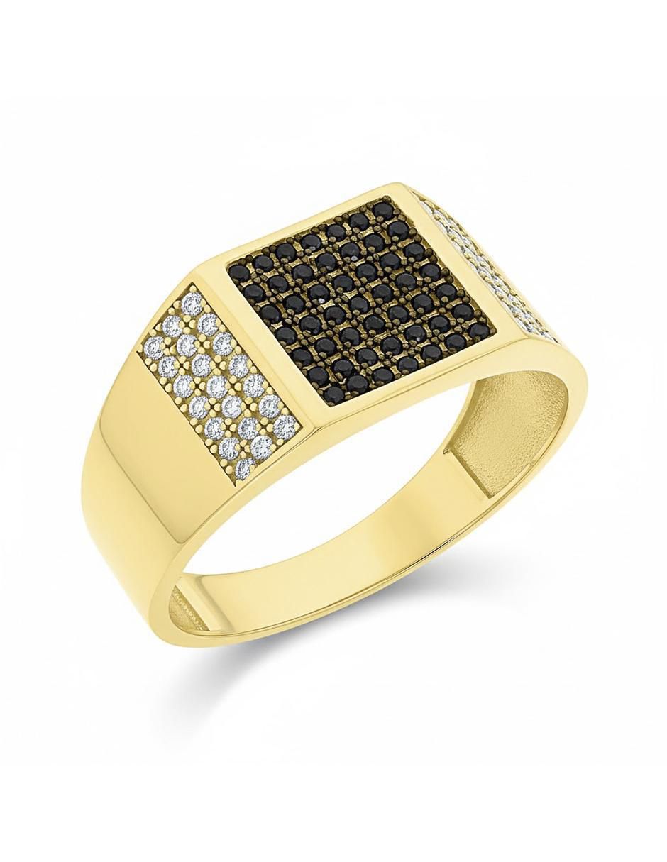 Anillo cuadrado 10 k de oro ónix brillante