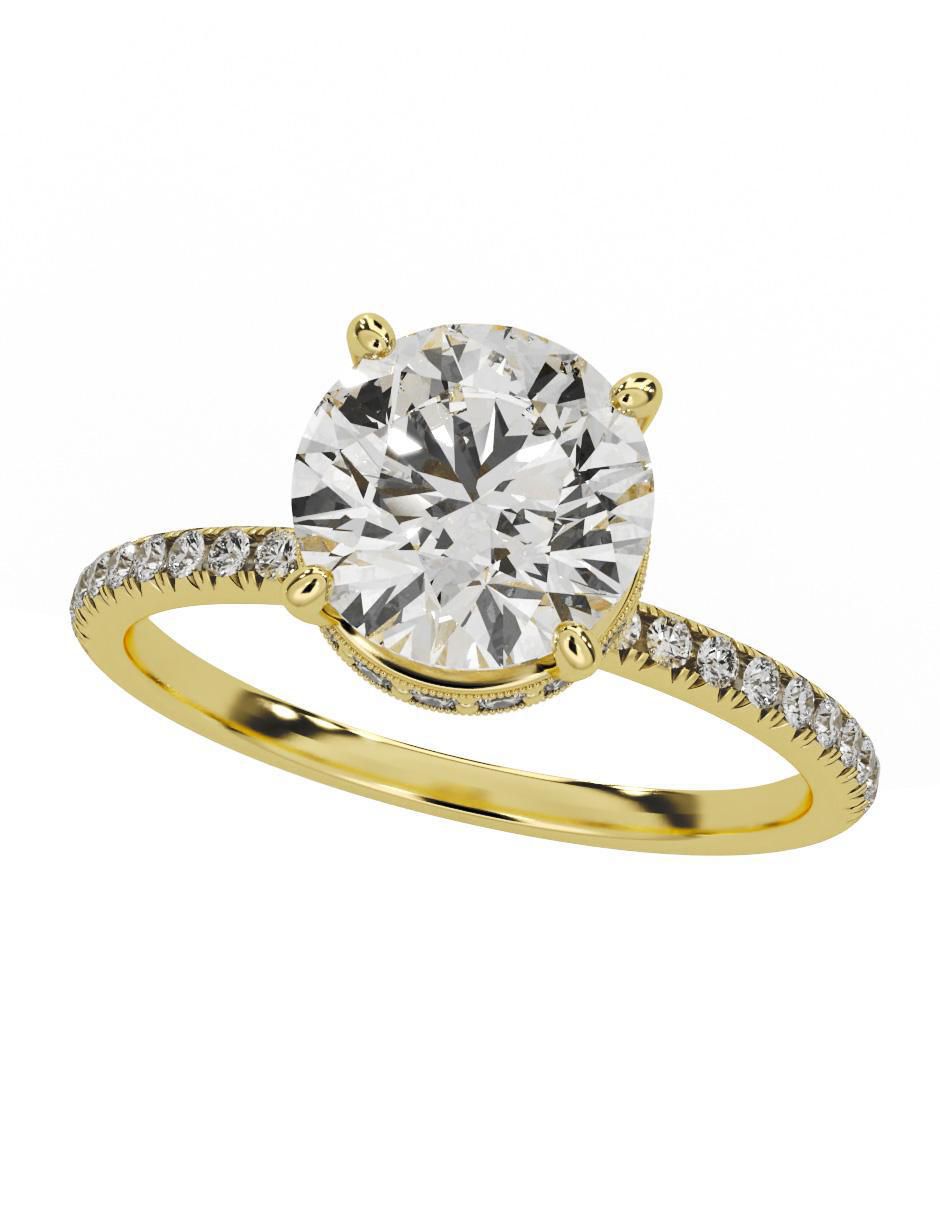 Anillo de compromiso de oro amarillo 14 k 3