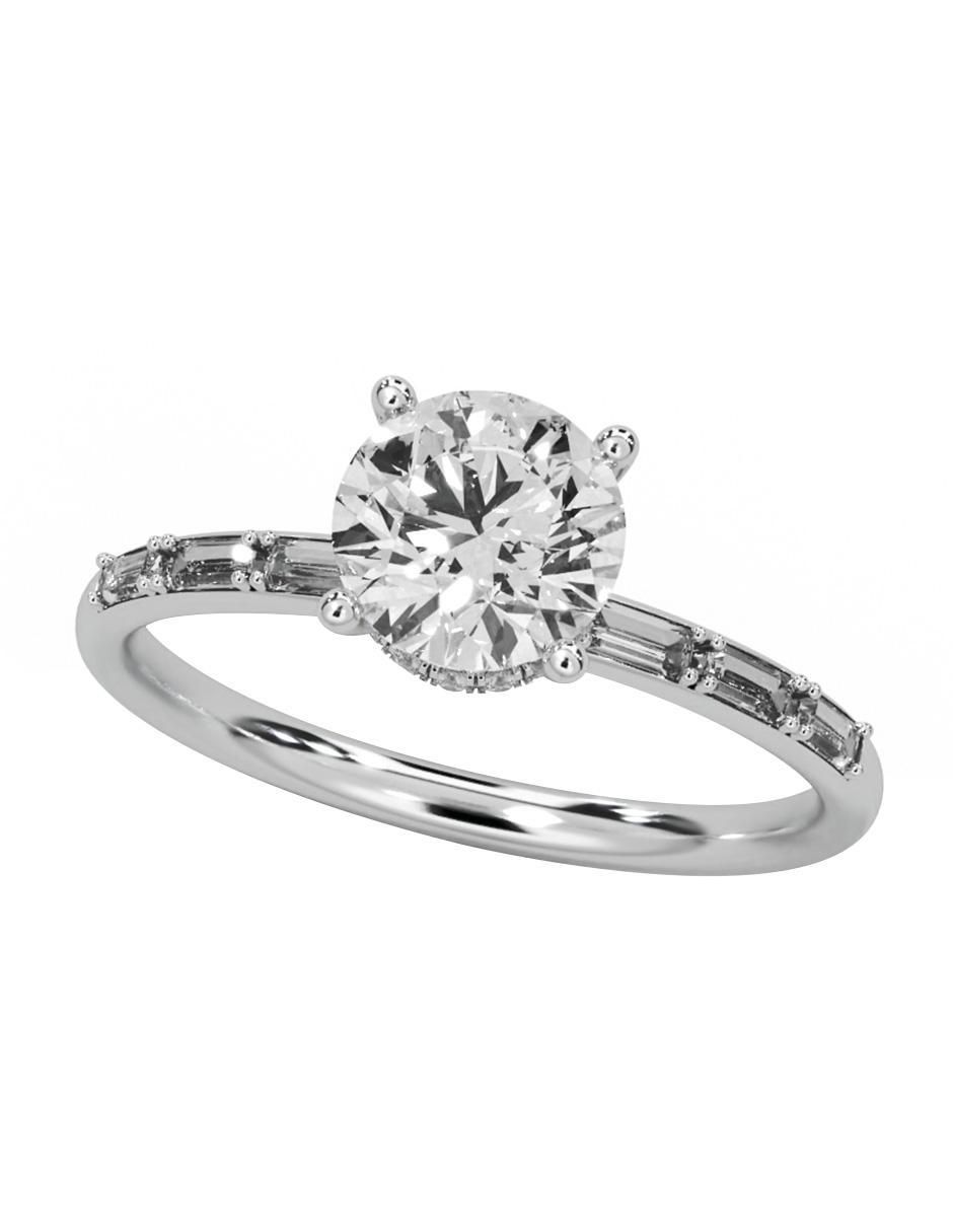 Anillo de compromiso de oro blanco 14 k 3