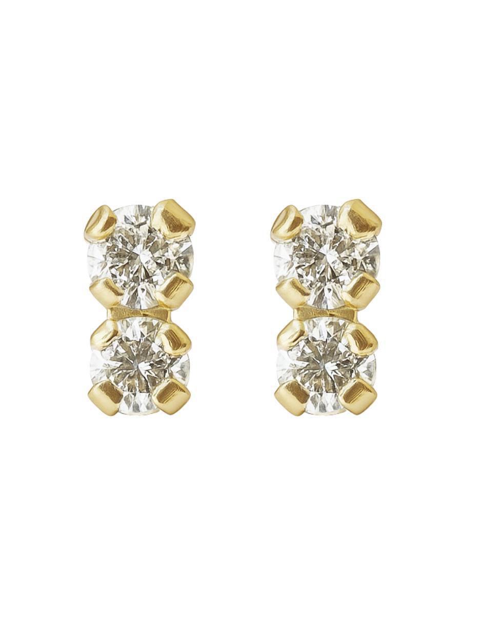 Broqueles redonda de oro 10 con acabado brillante zirconia Broqueles redonda de oro 10 con acabado brillante zirconia