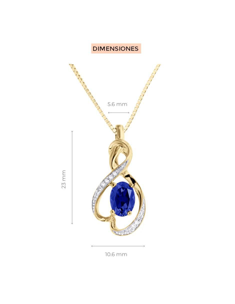 Colgante Y Dije ovalada terrence de oro 14 K zafiro y diamante 4