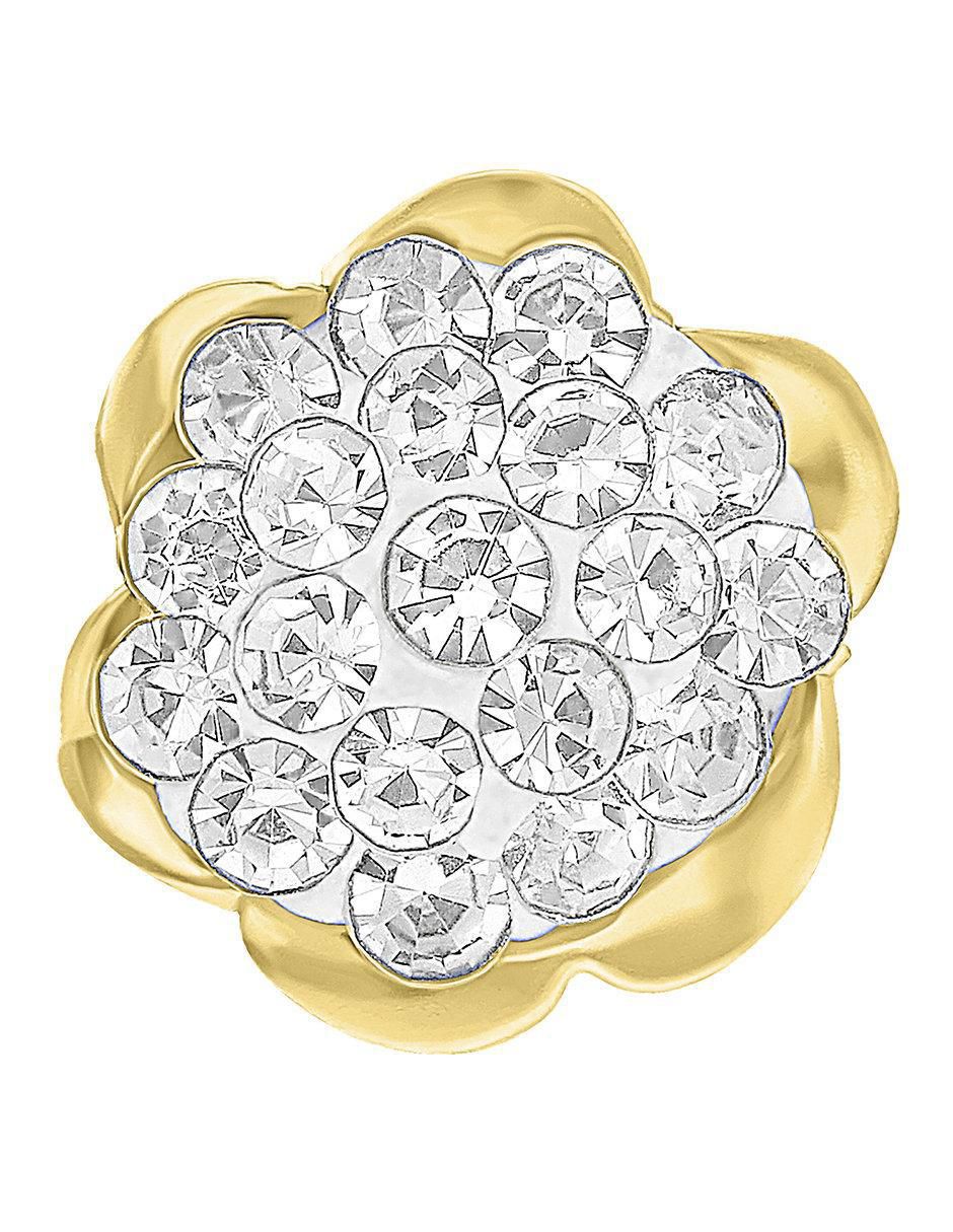 Broqueles de flor de oro 10 K con acabado brillante zirconia Broqueles de flor de oro 10 K con acabado brillante zirconia