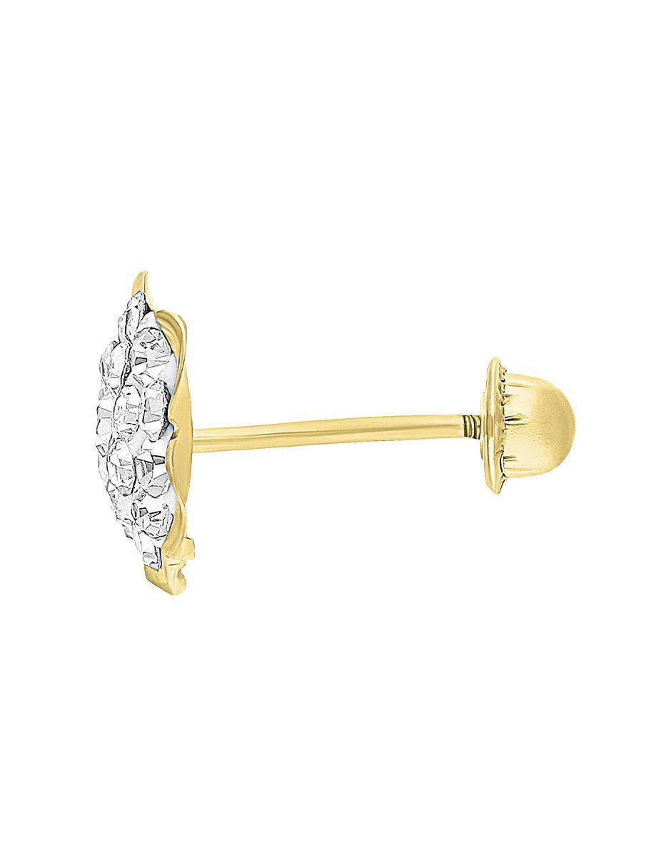 Broqueles de flor de oro 10 K con acabado brillante zirconia 3