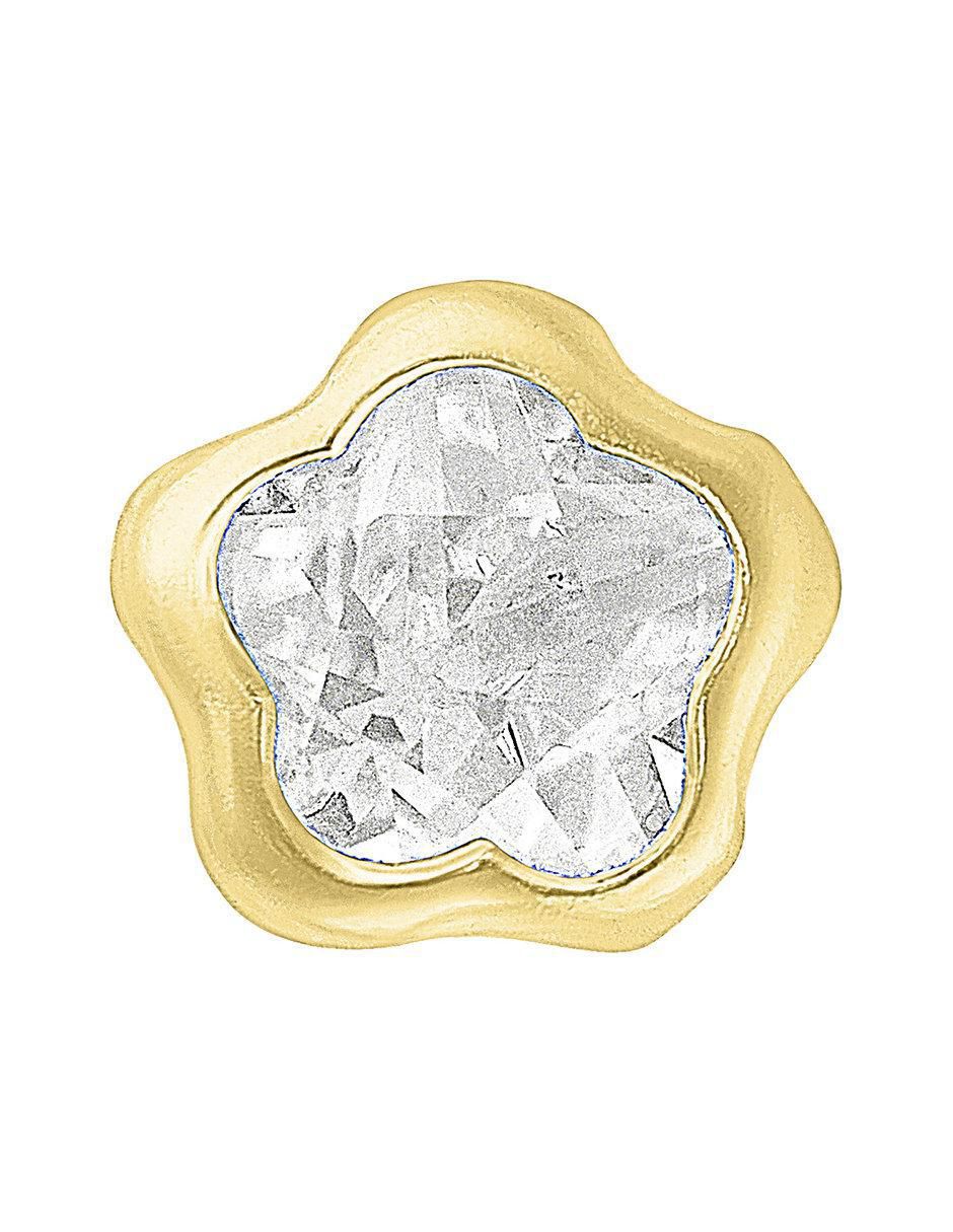 Broqueles de flor de oro 10 K con acabado brillante zirconia