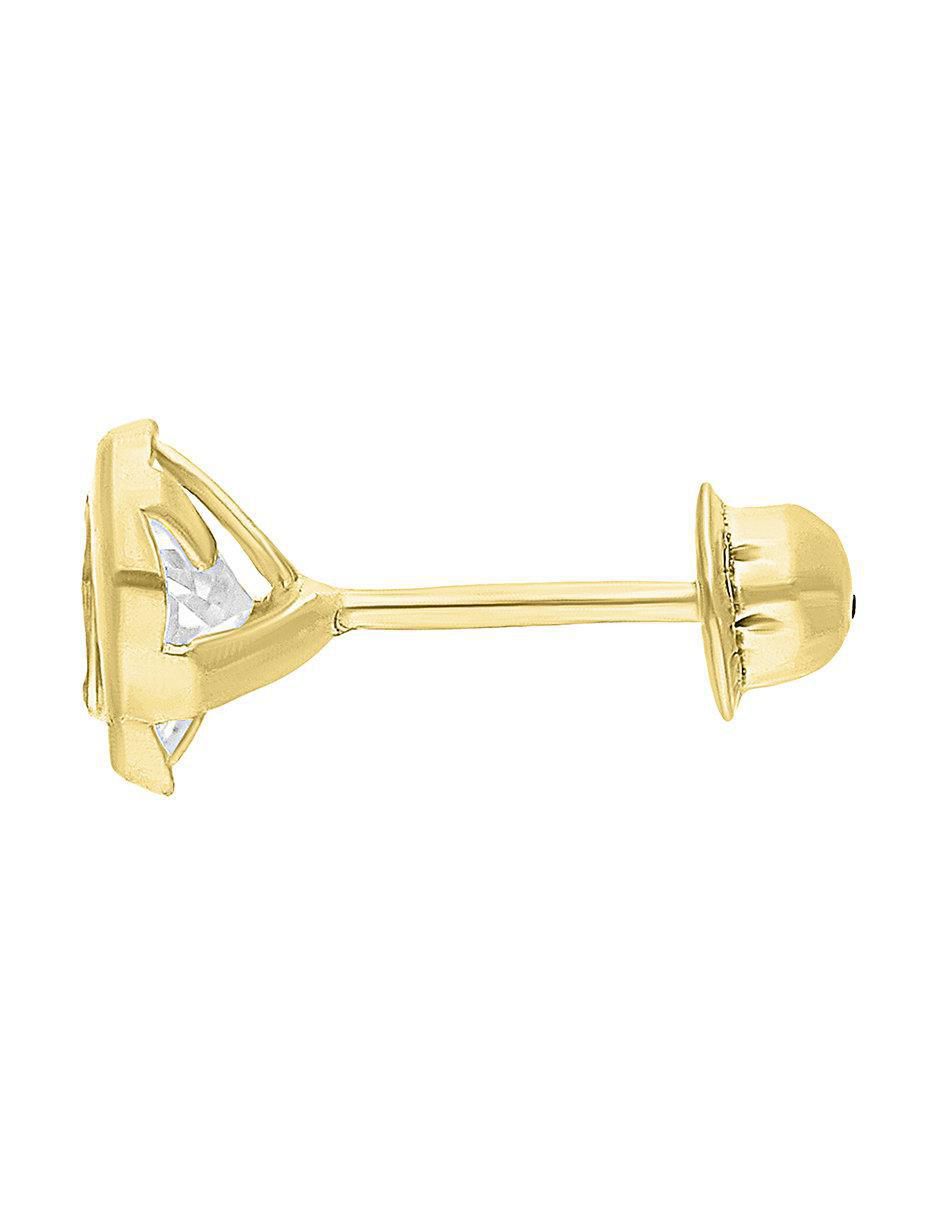 Broqueles de flor de oro 10 K con acabado brillante zirconia 2