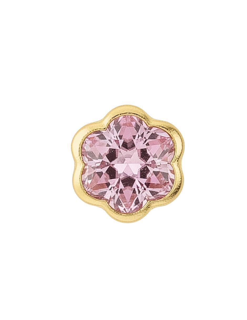 Broqueles de flor de oro 10 K con acabado brillante zirconia
