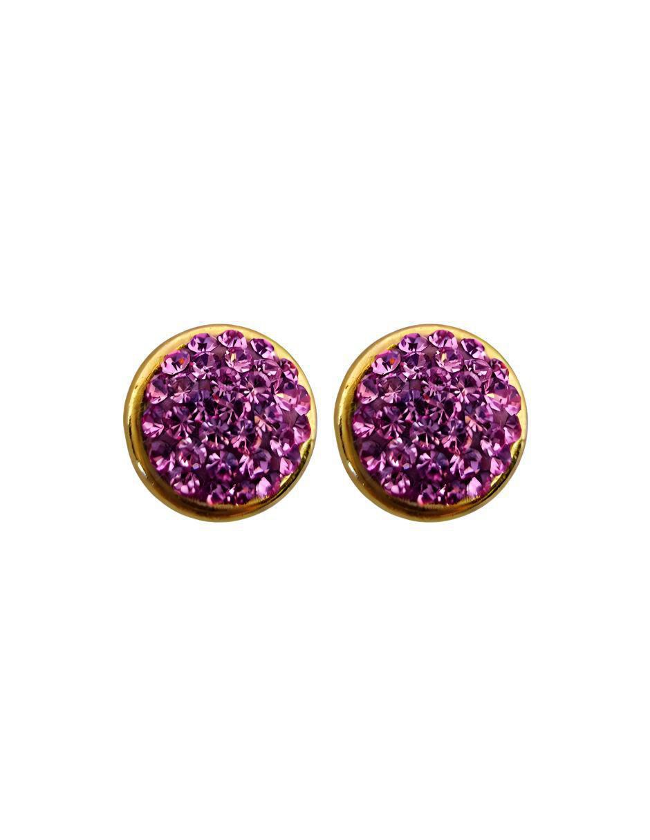 Broqueles circular de oro 10 K con acabado pavé zirconia Broqueles circular de oro 10 K con acabado pavé zirconia