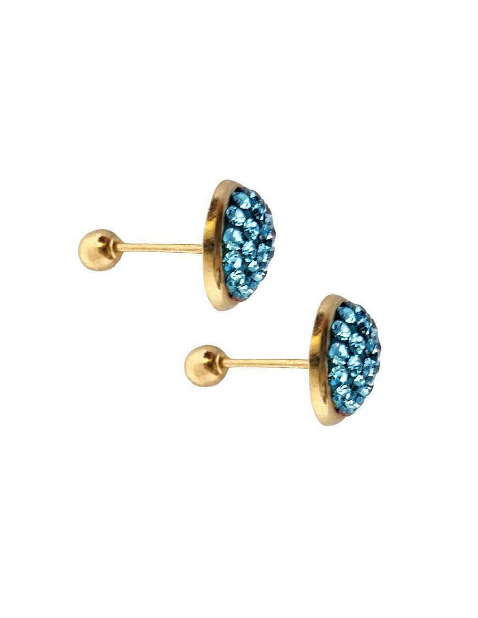 Broqueles circular de oro 14 K con acabado pavé zirconia 2