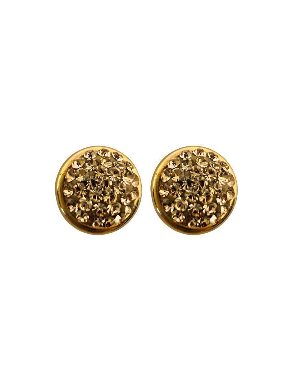 Broqueles circular de oro 14 K con acabado pavé zirconia