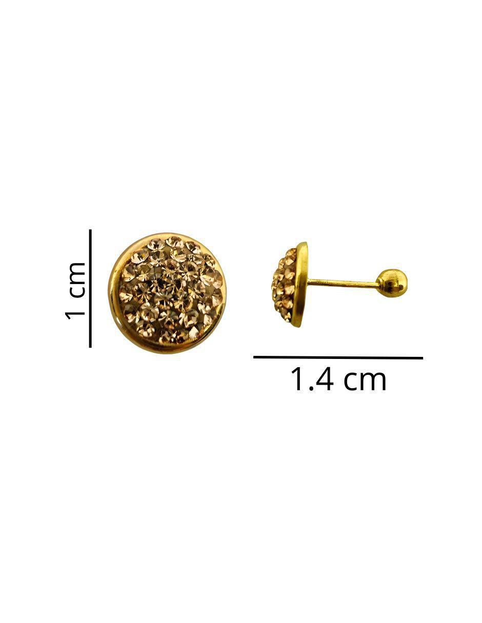 Broqueles circular de oro 14 K con acabado pavé zirconia 4