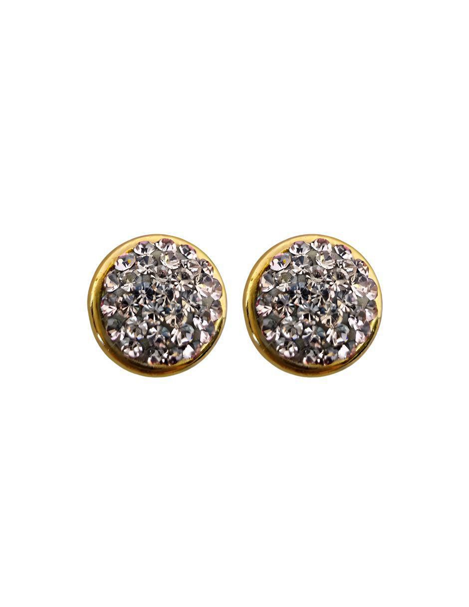Broqueles circular de oro 14 K con acabado pavé zirconia Broqueles circular de oro 14 K con acabado pavé zirconia