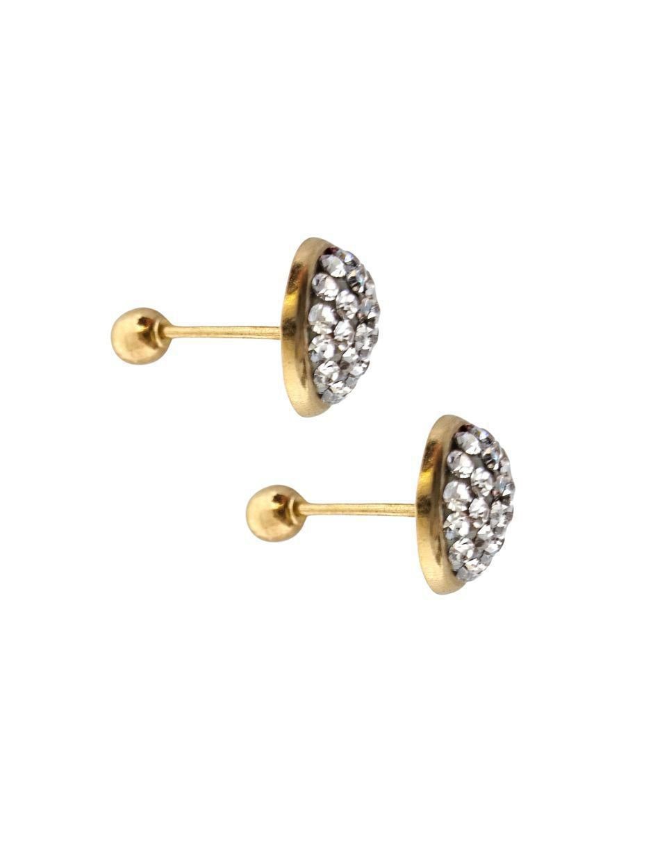 Broqueles circular de oro 14 K con acabado pavé zirconia 2