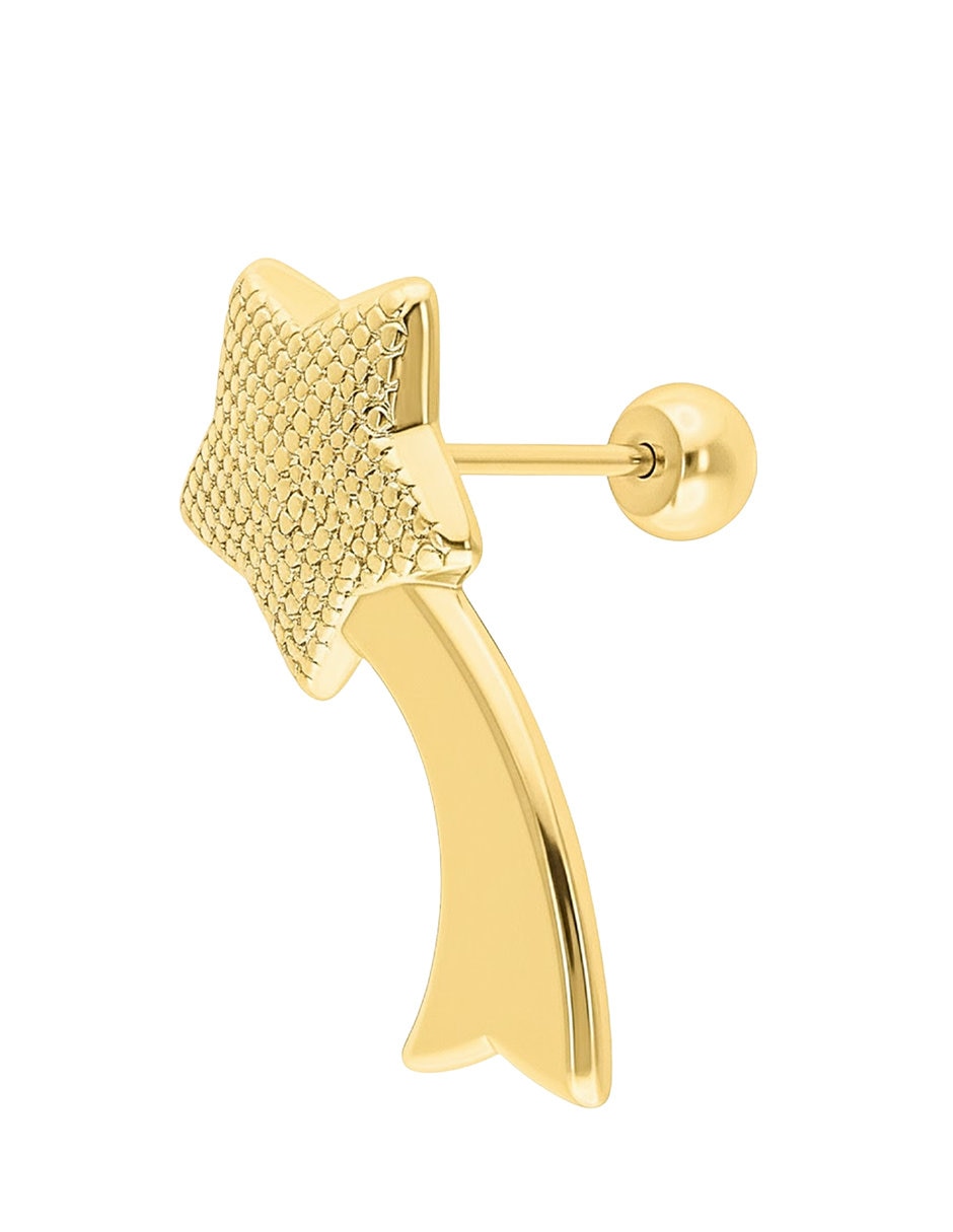 Broqueles de estrella de oro 10 Kcon acabado pulido zirconia