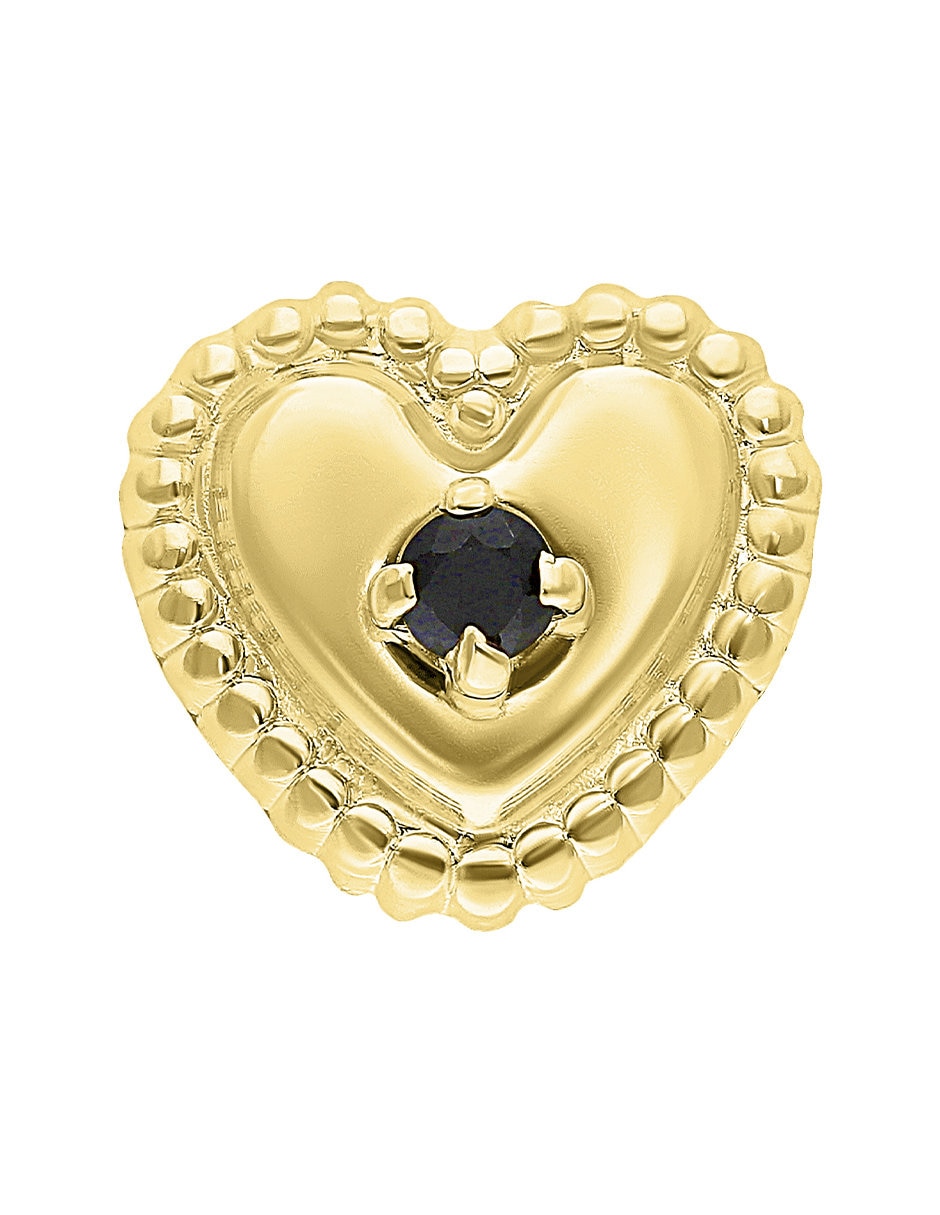 Broqueles de corazón de oro 10 K con acabado pulido zirconia 3