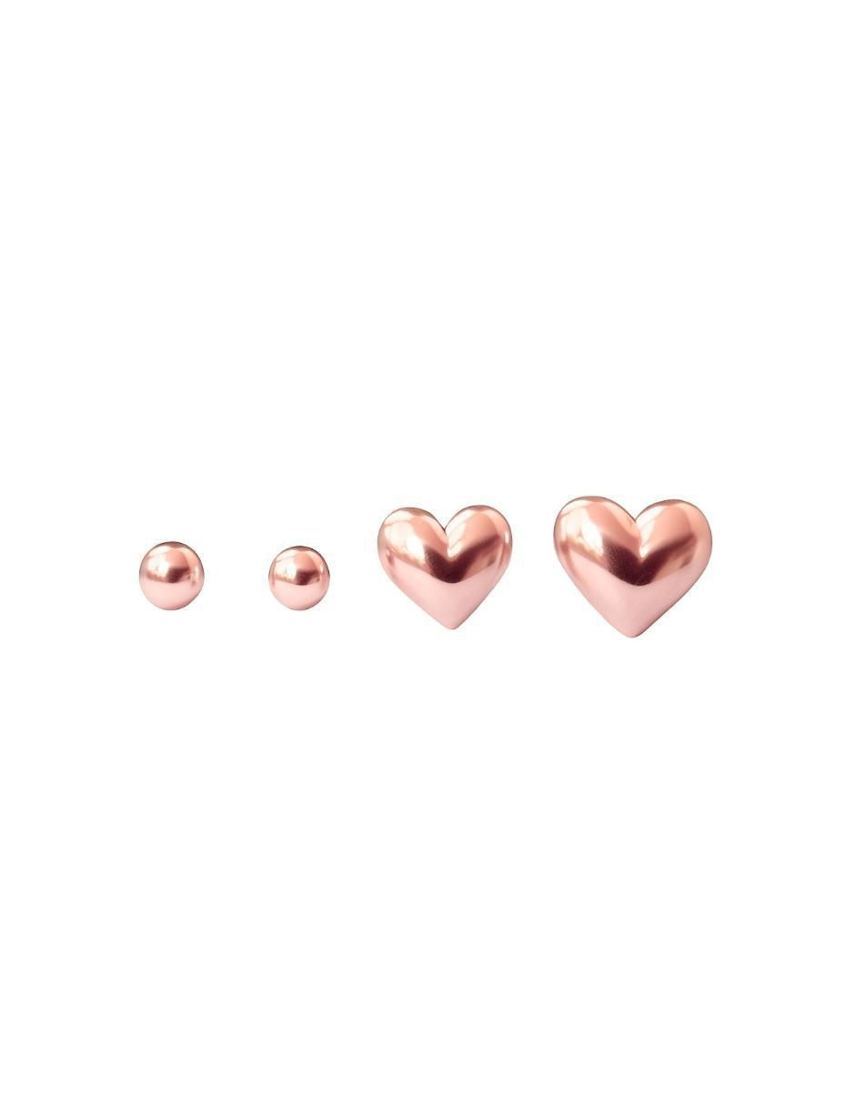 Broqueles de corazón de oro rosa 10 K con acabado pulido 1
