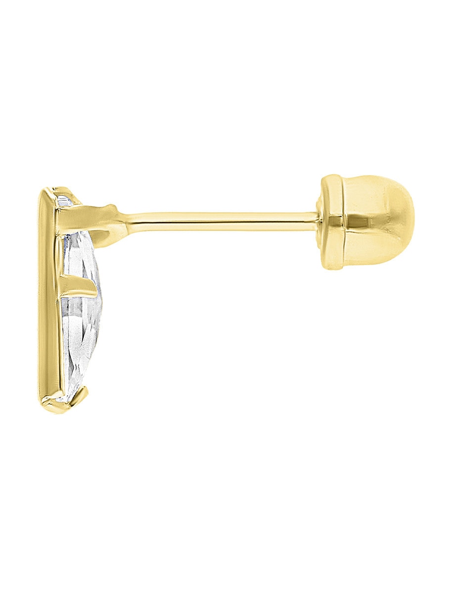 Broqueles rectangular de oro 10 K con acabado pulido zirconia 2