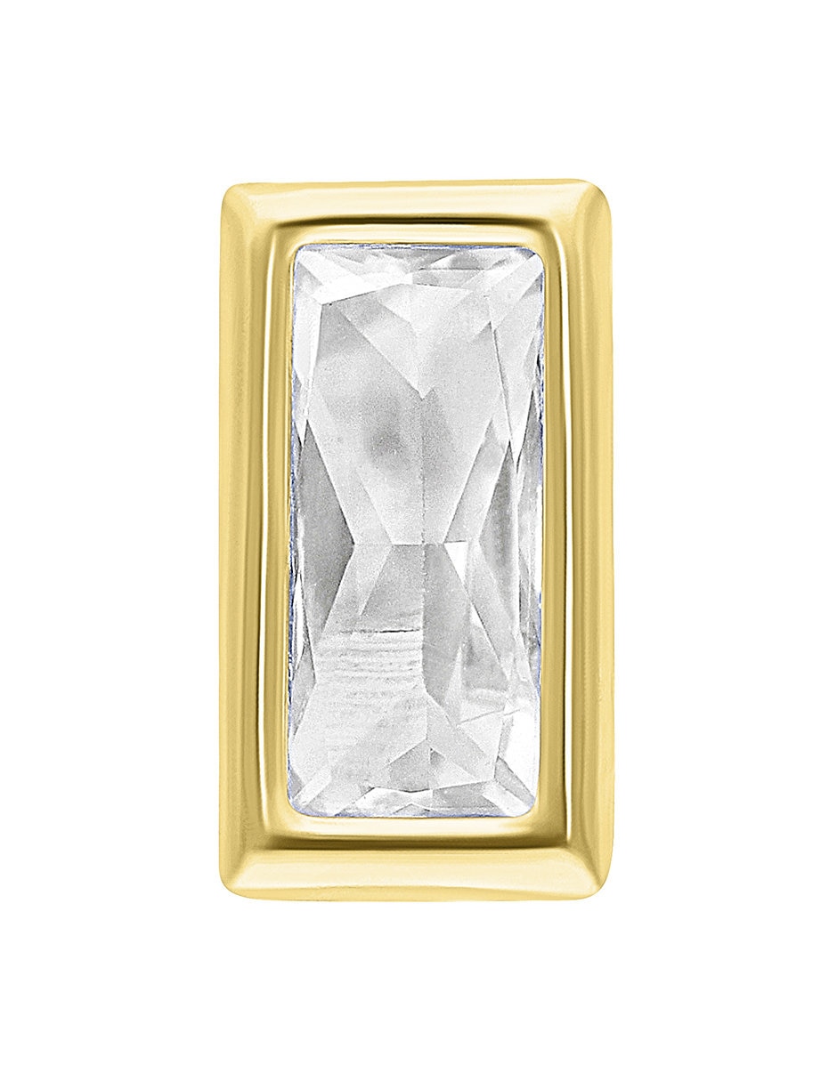 Broqueles rectangular de oro 10 K con acabado pulido zirconia 3