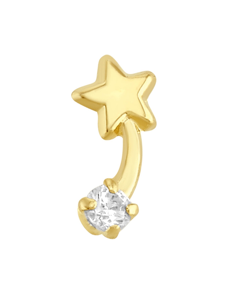 Broqueles de estrella de oro 10 K con acabado pulido zirconia