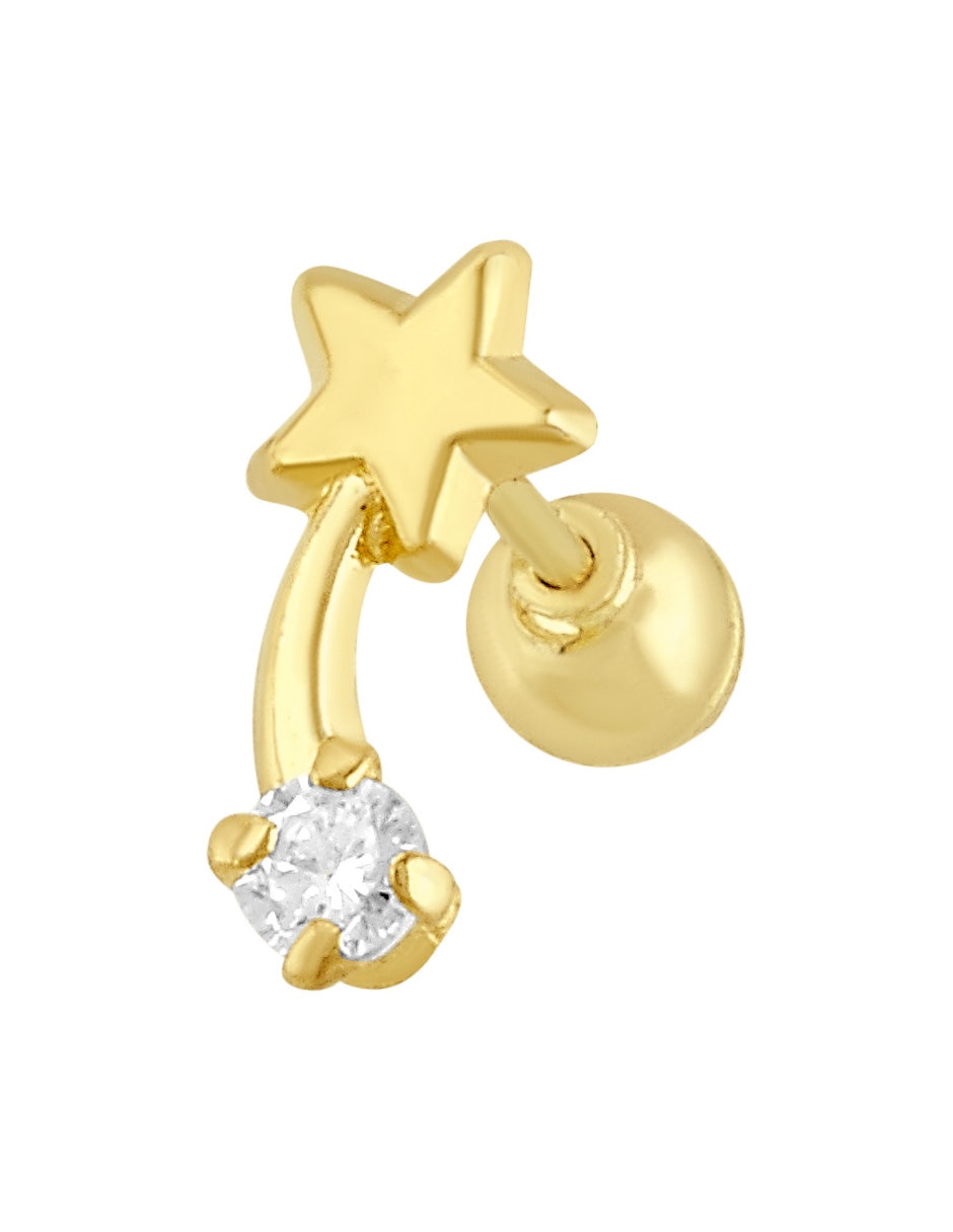 Broqueles de estrella de oro 10 K con acabado pulido zirconia 2