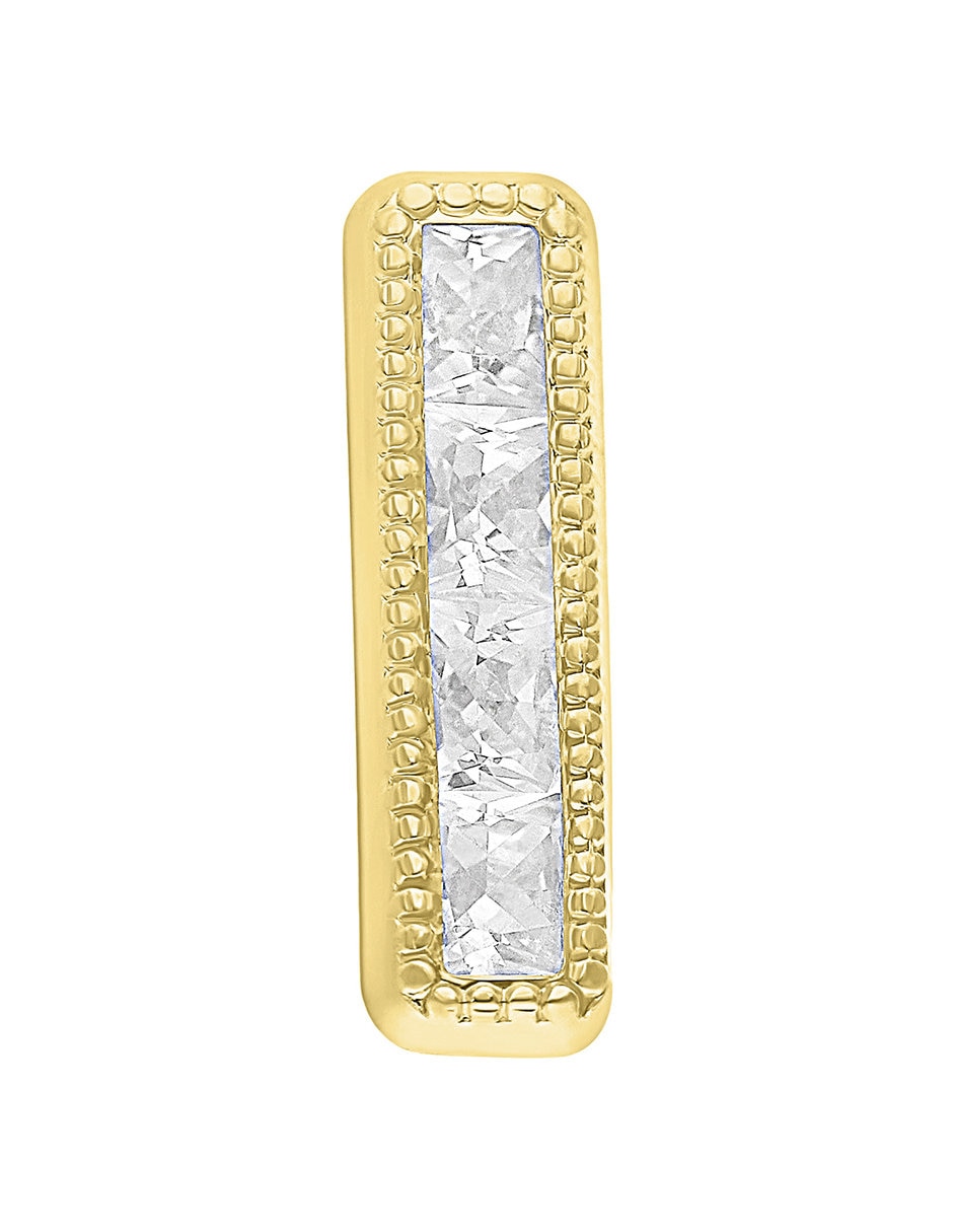 Broqueles rectangular de oro 10 K con acabado pulido zirconia 3
