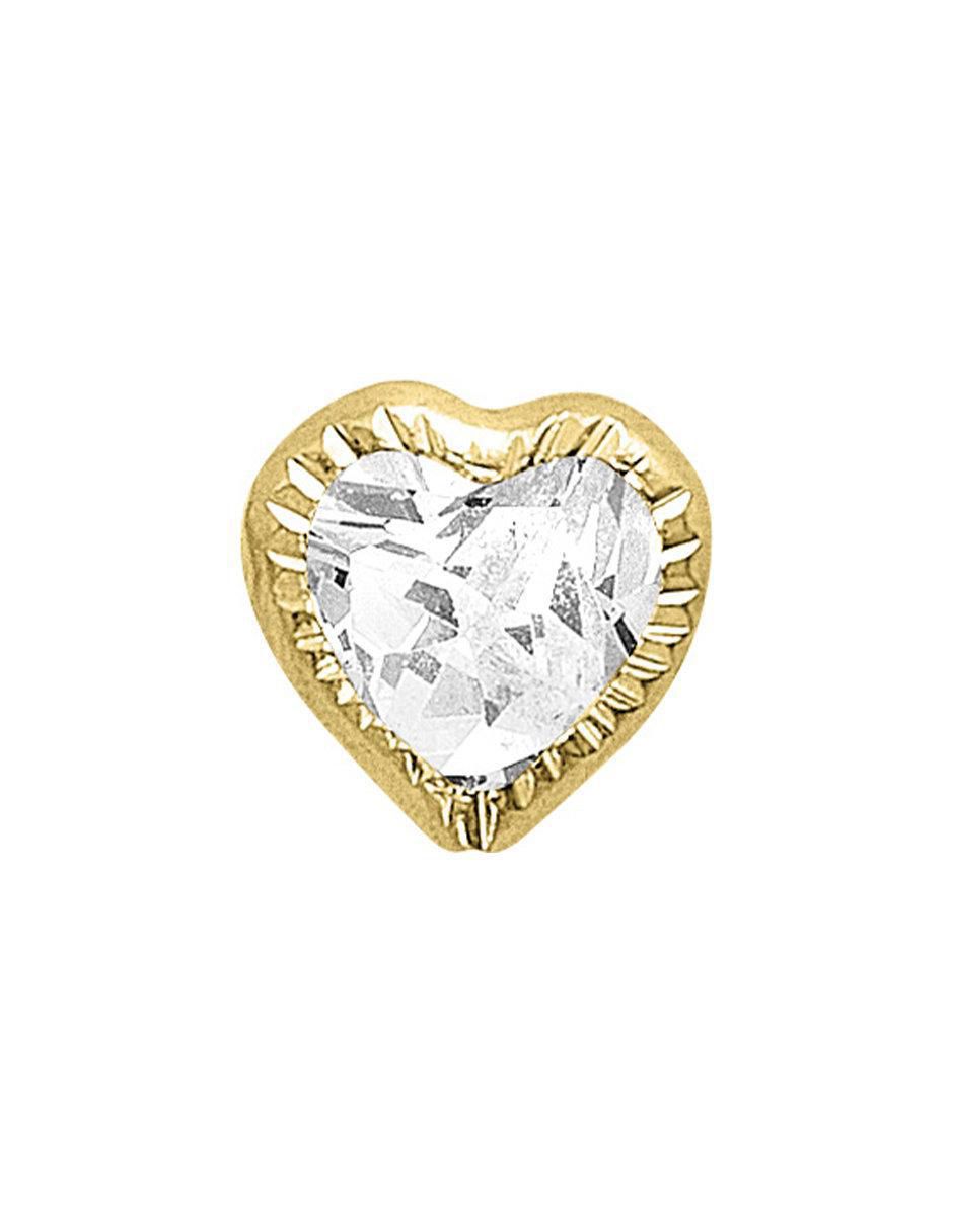 Broqueles de corazón de oro 10 K con acabado brillante zirconia Broqueles de corazón de oro 10 K con acabado brillante zirconia